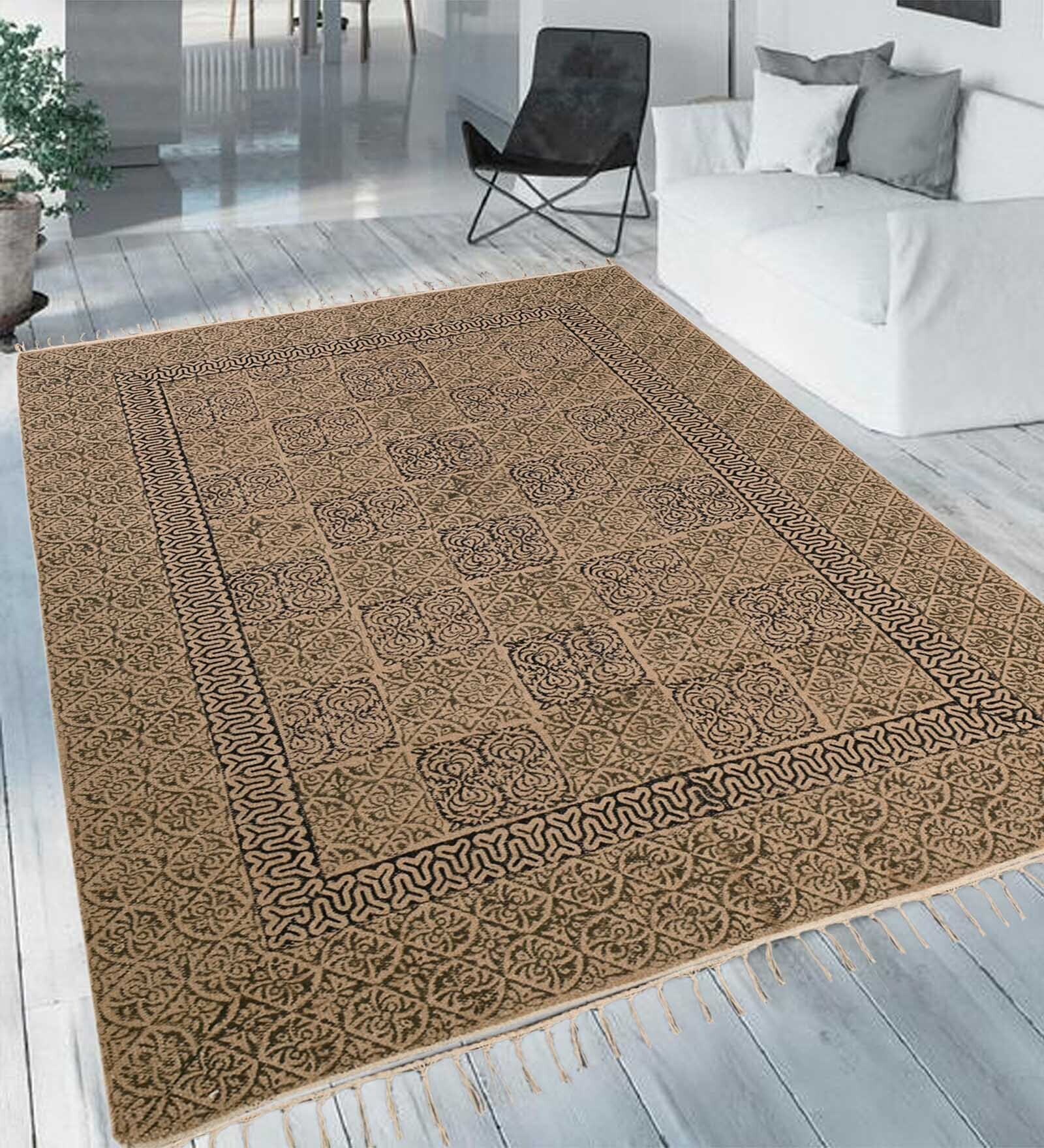 Brown Jute 4 ft X 6 ft Hand Woven Dhurrie