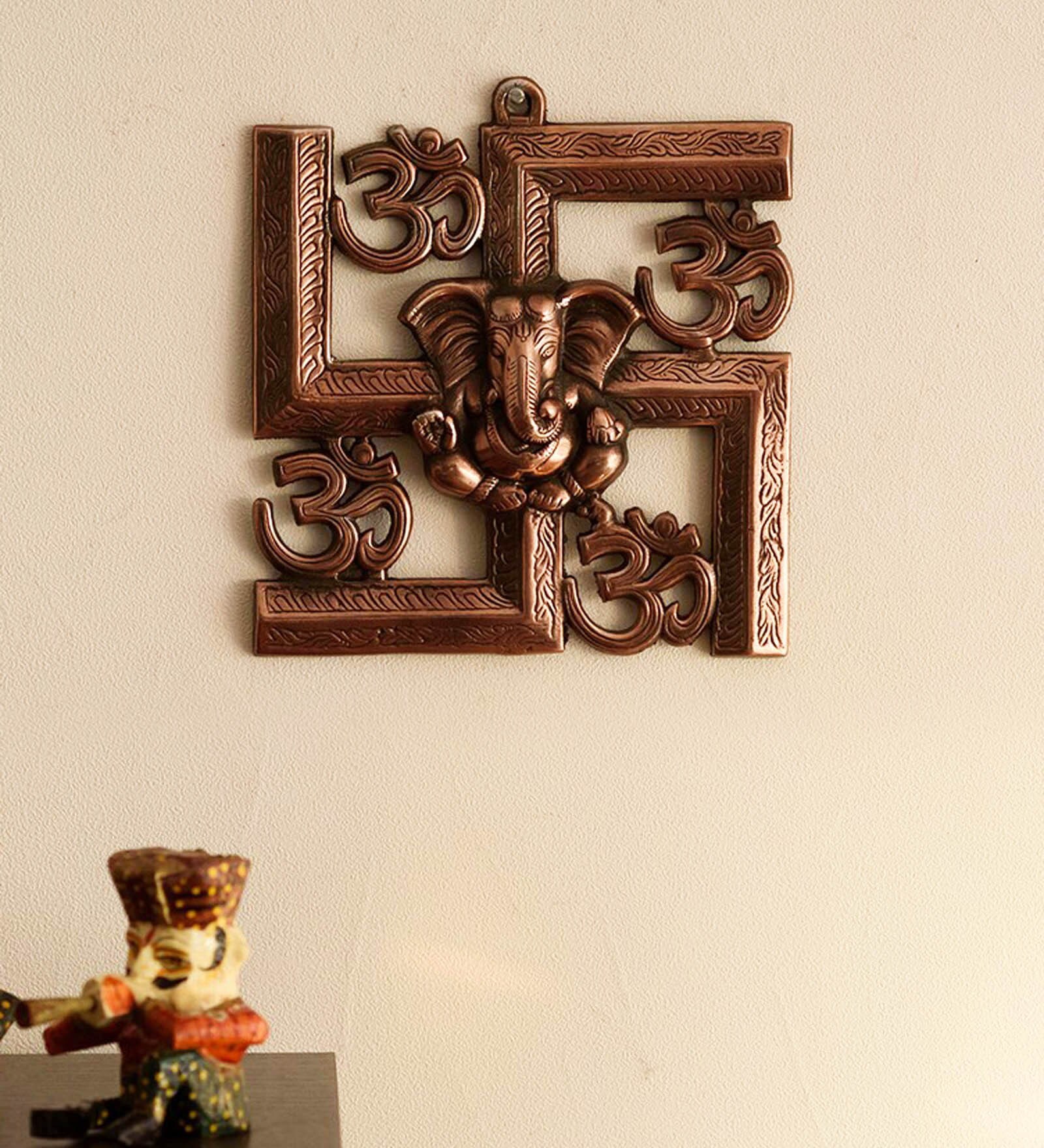 Pranjals Wrought Iron Lord Ganesha Wall Art In Brown