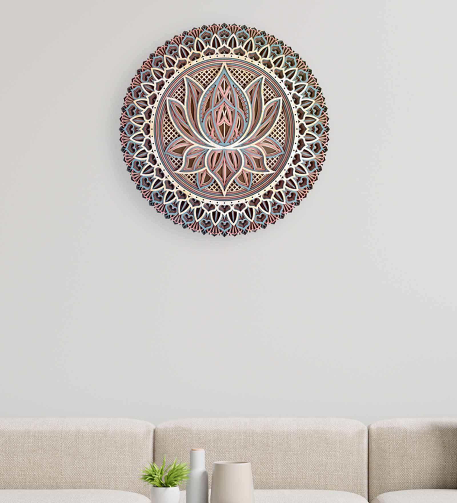 Brown Lotus Pine Wood Wall Art