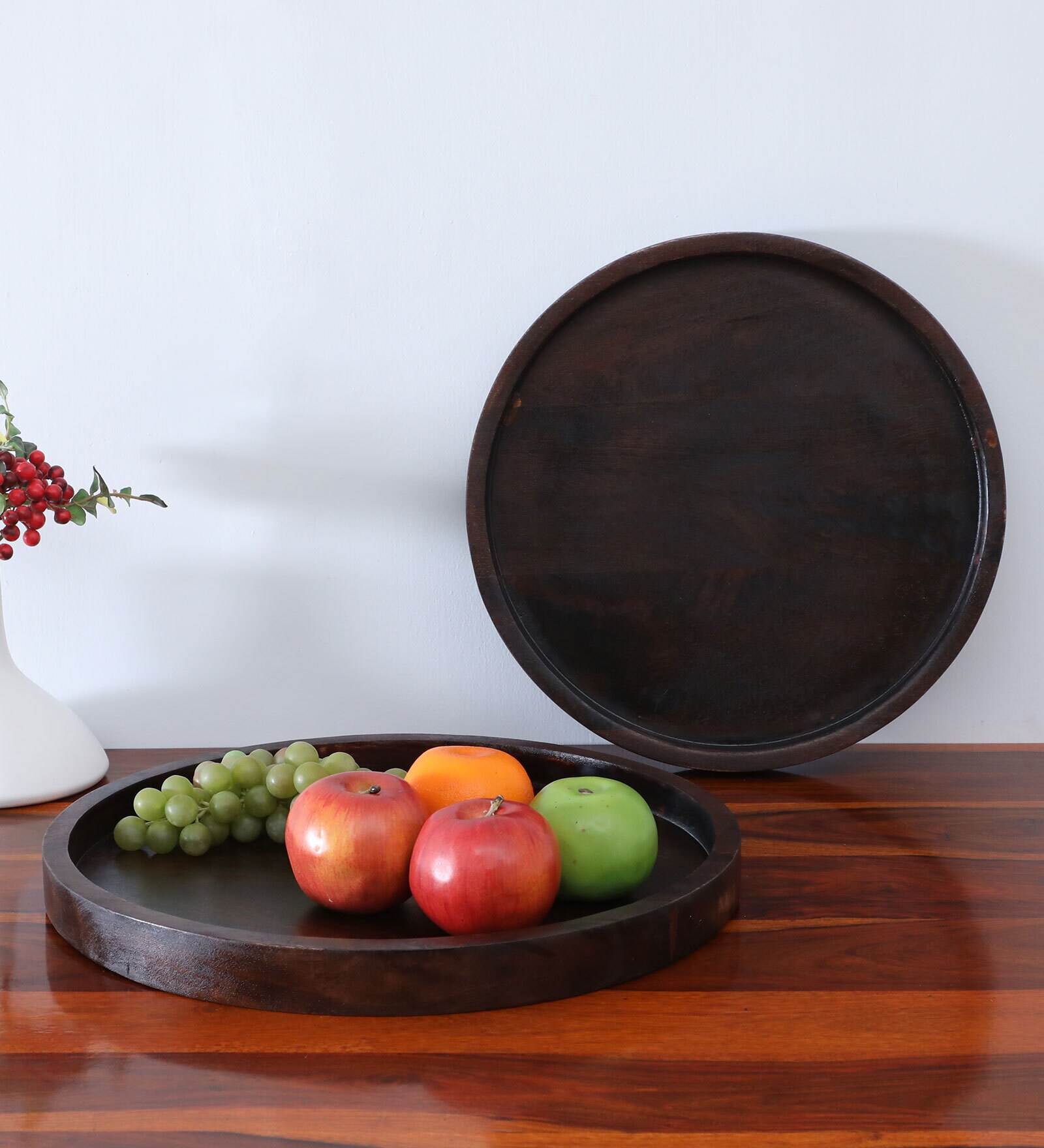 Brown Mahogany Wood (Set of 2) Serving Tray