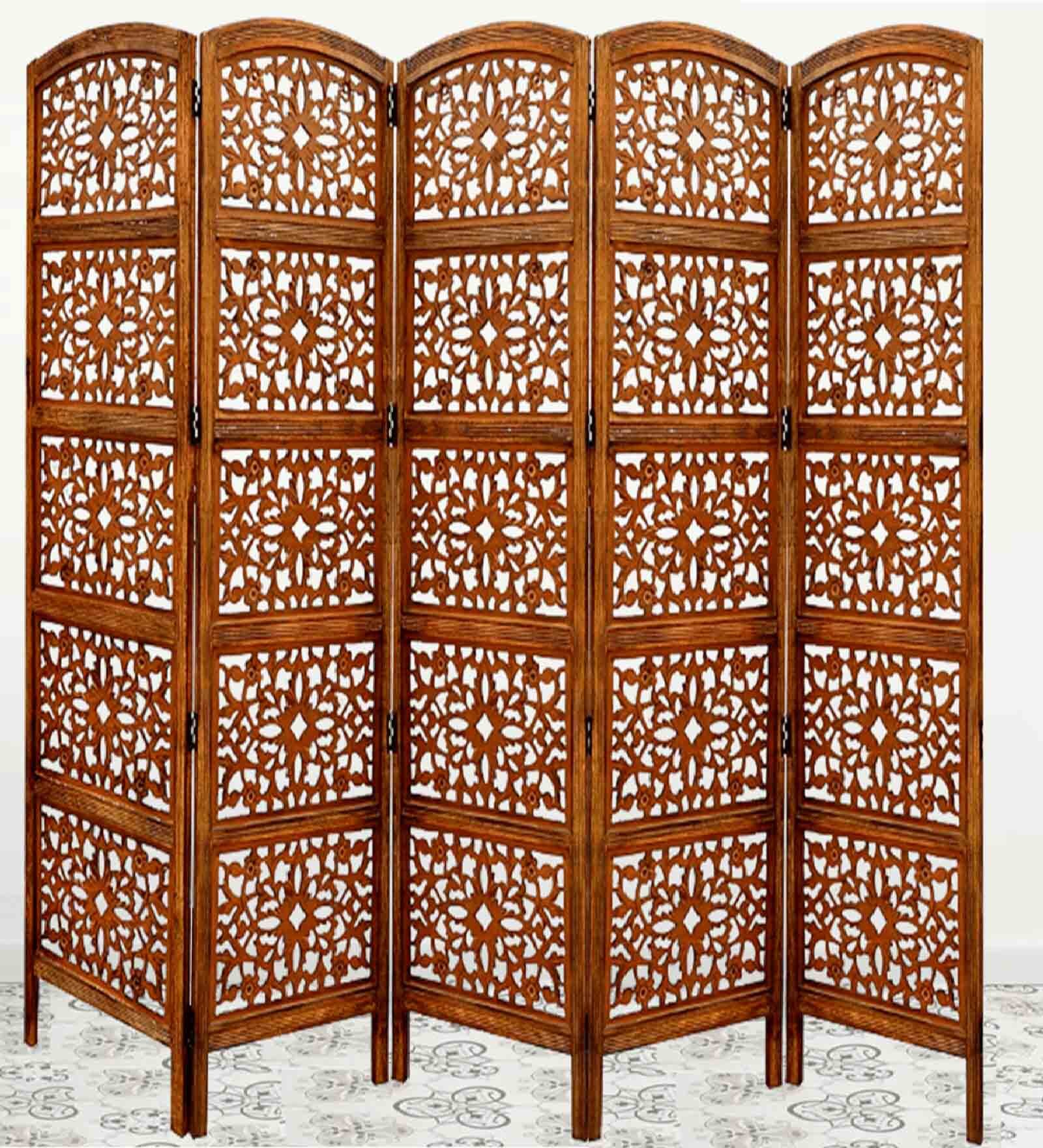 Buy Brown Mango Wood Troika And Mdf Handmade Room Dividers (Set Of 5