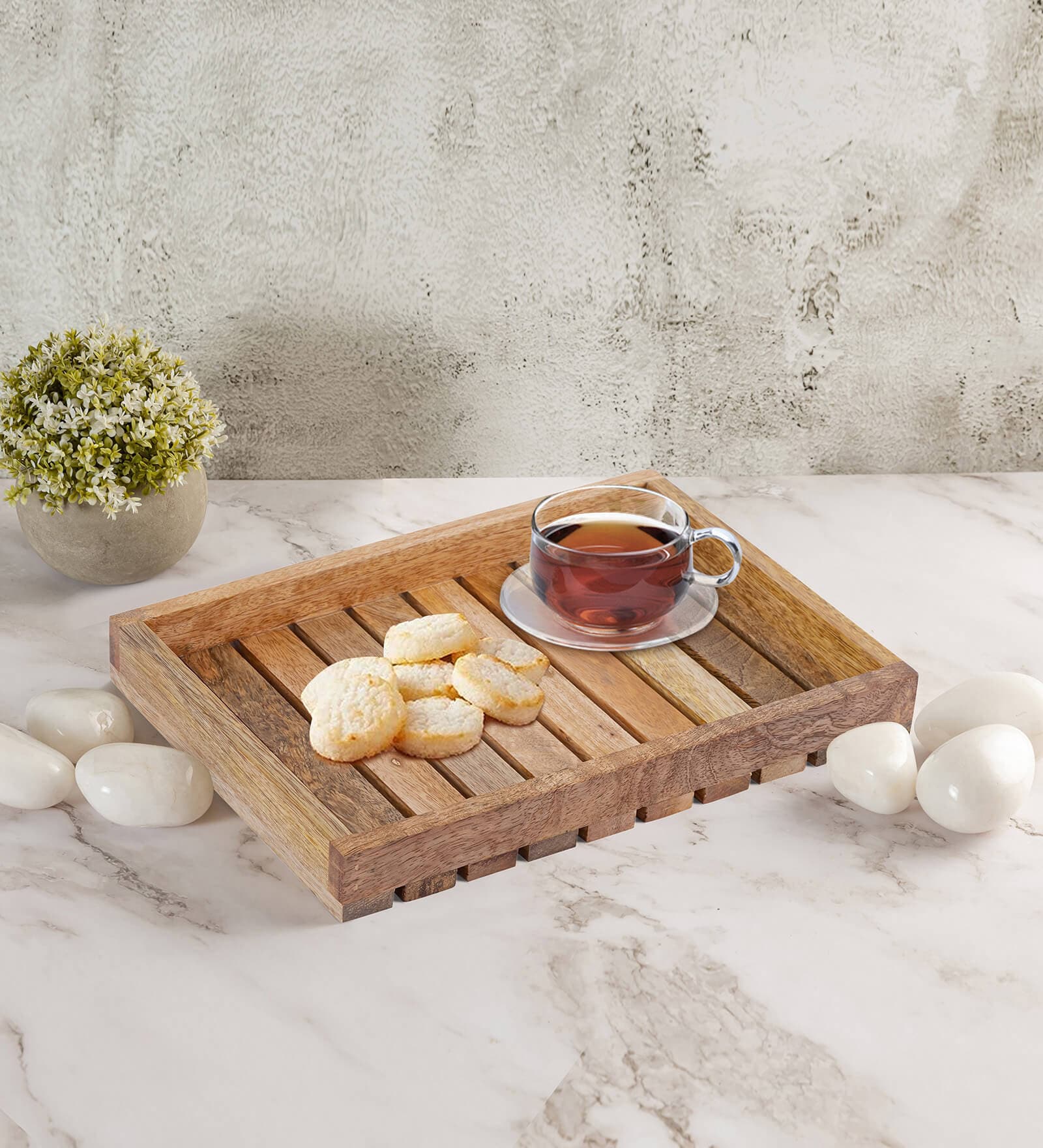 Brown Mango Wood Rectangular Serving Tray