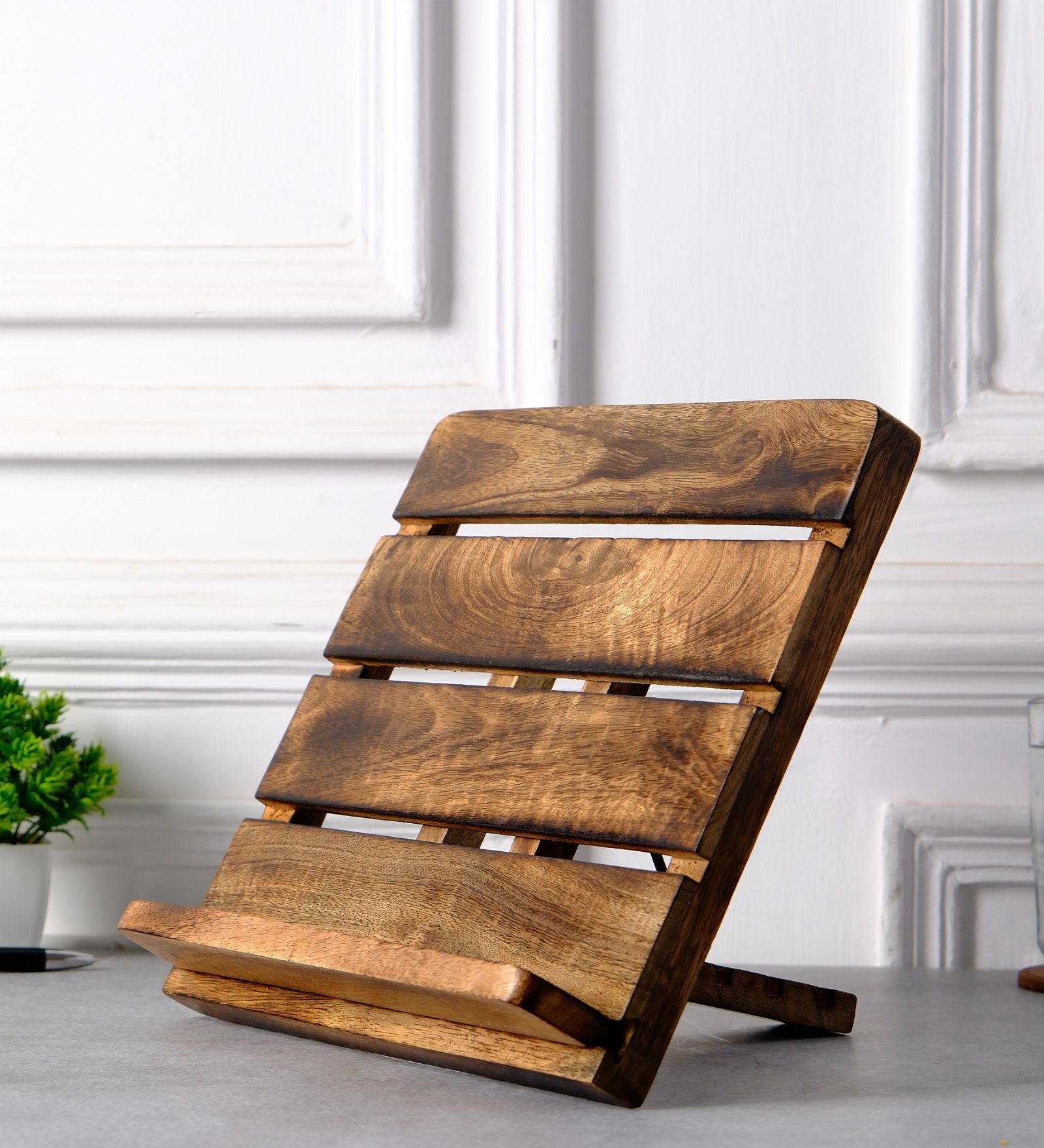 Brown Mango Wood Rustic Laptop & Book Stand