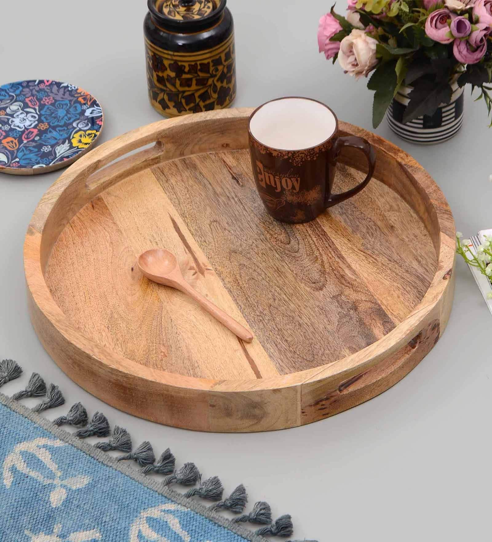 Mango Wood Round Serving Tray
