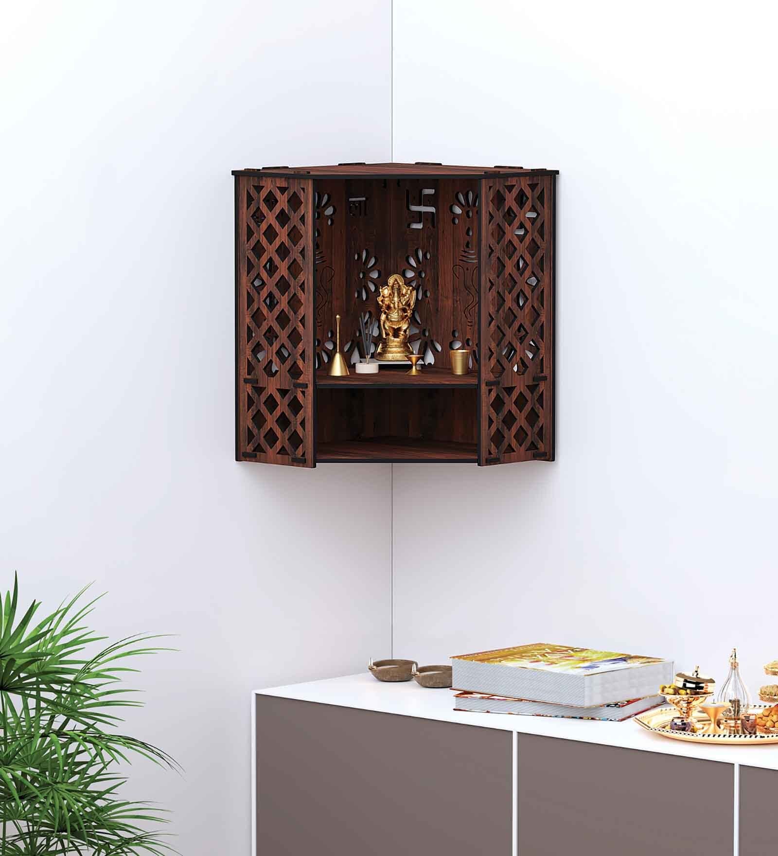 Brown MDF Wall Mounted Temple Without Door