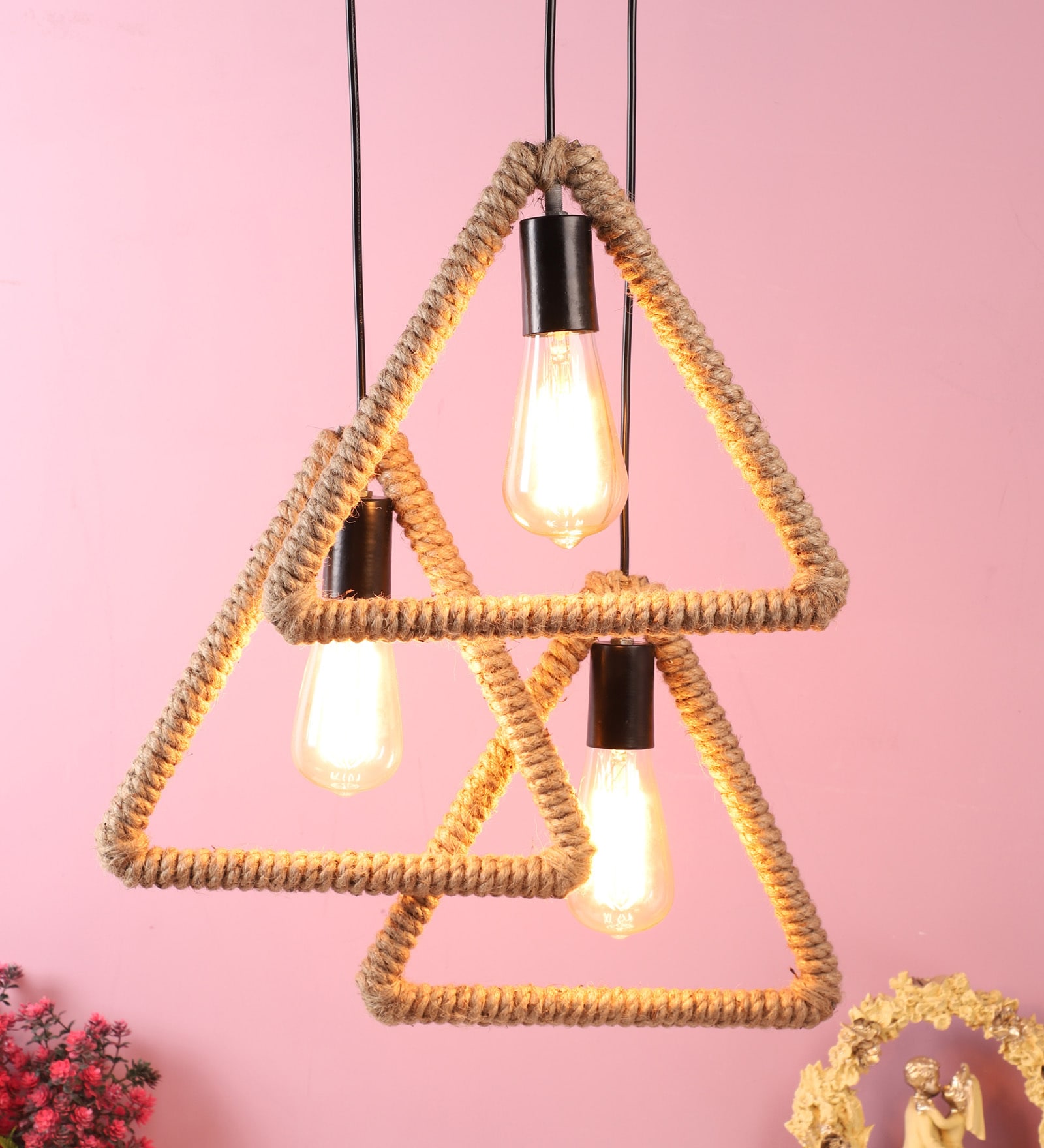 Berg Brown Natural Fiber Cluster Hanging Light