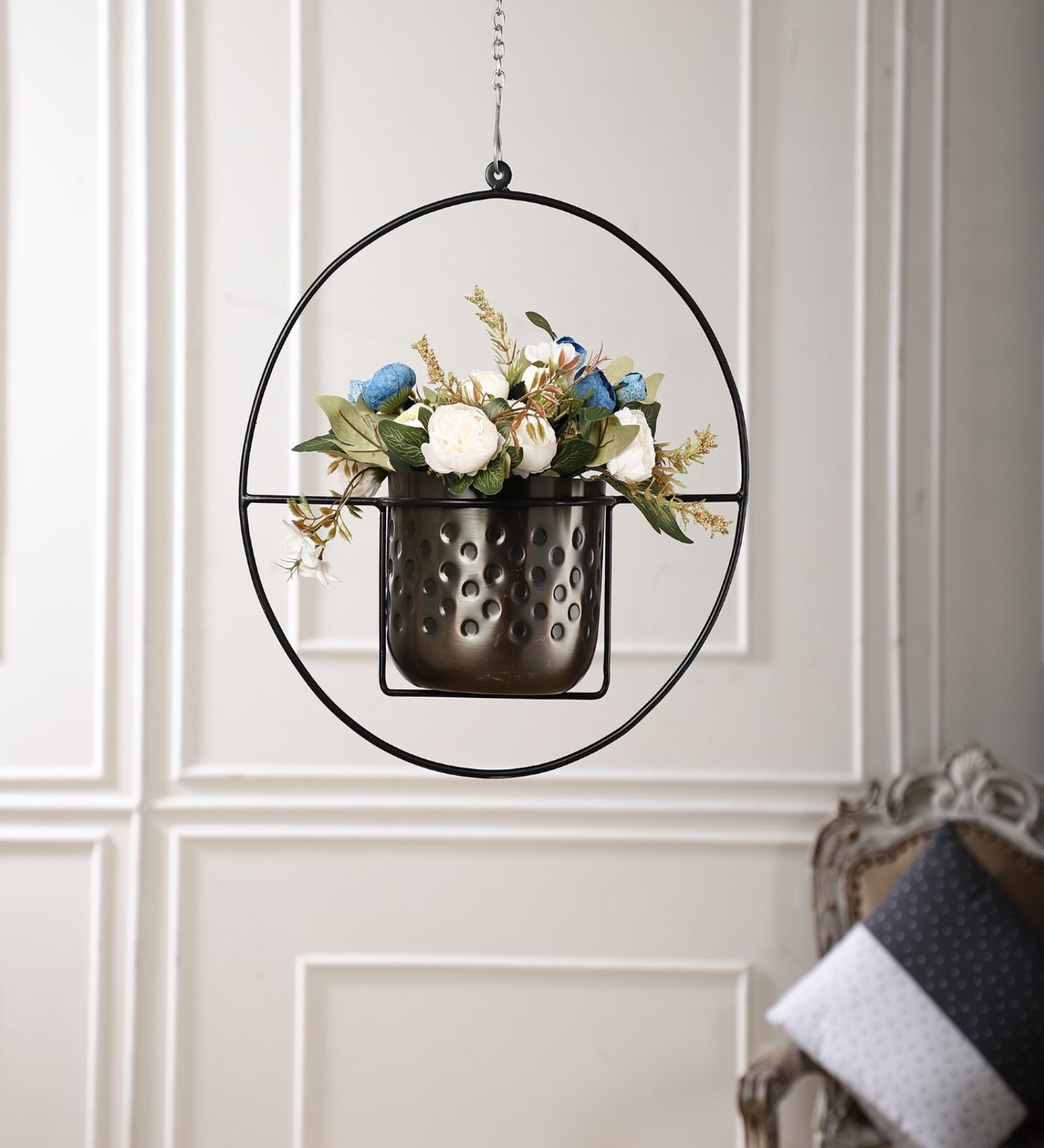 Brown Metal Hanging Planter