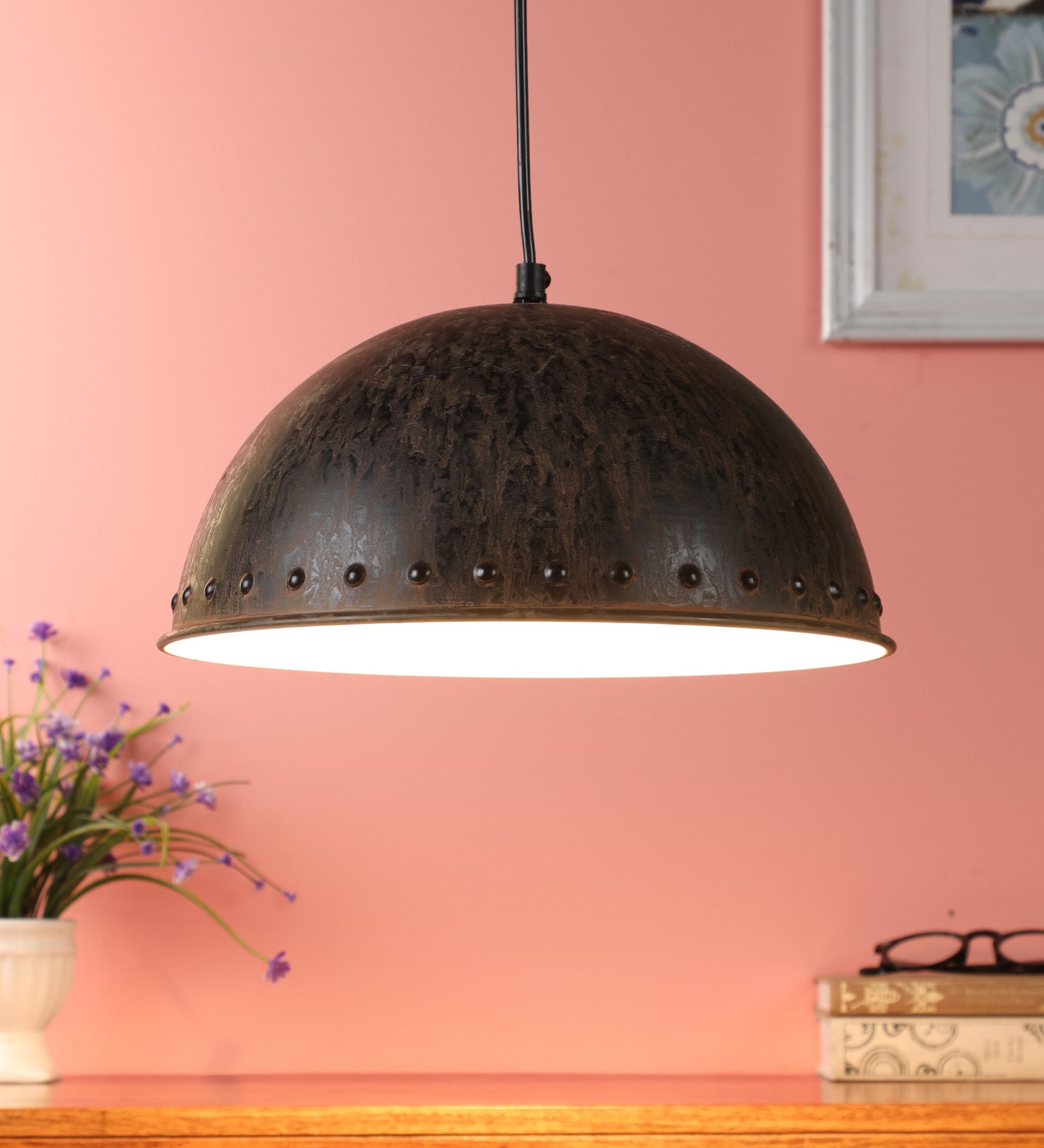 Brown Metal Single Hanging Lights