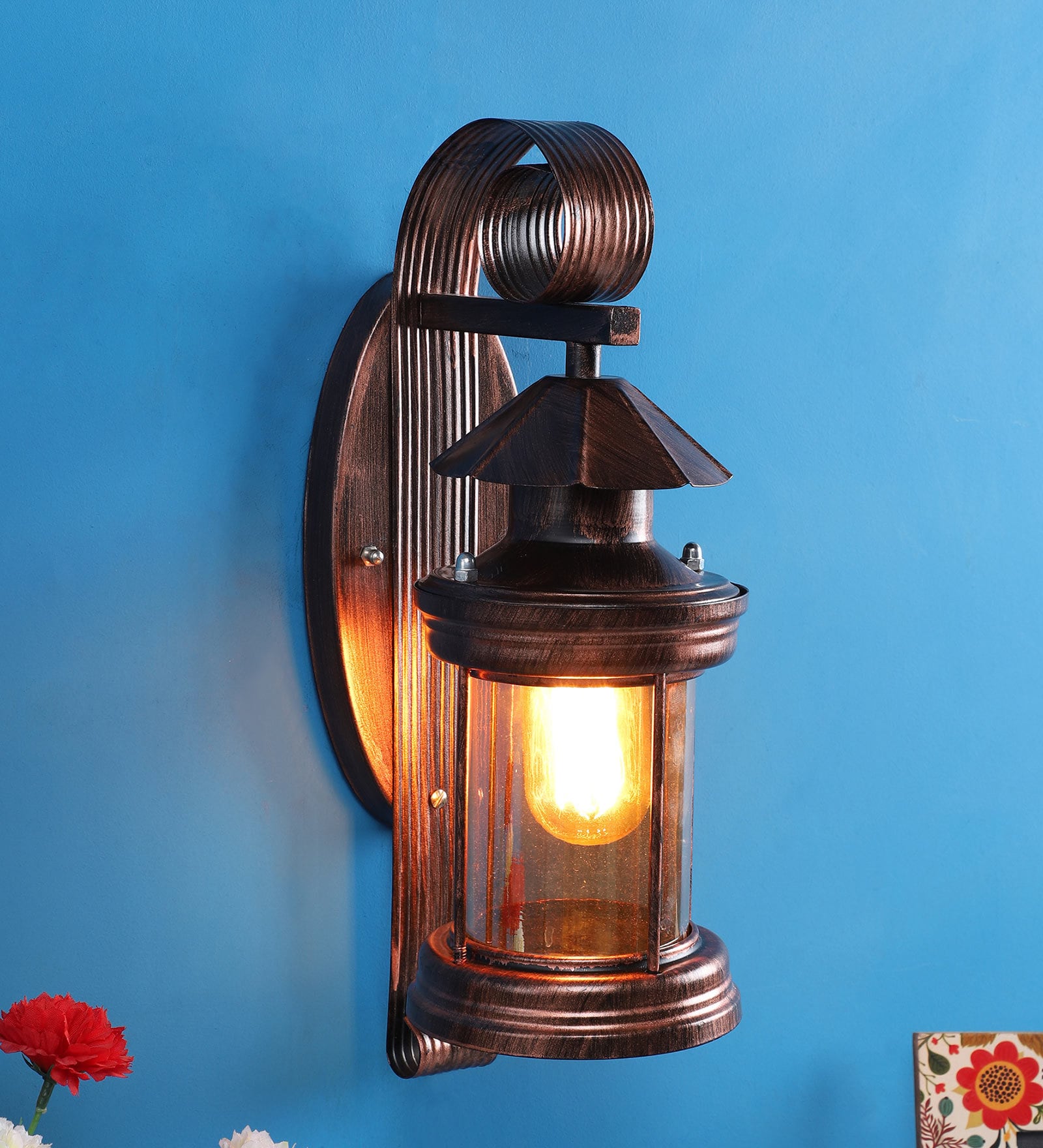 Aphro Brown Metal Novelty Wall Light