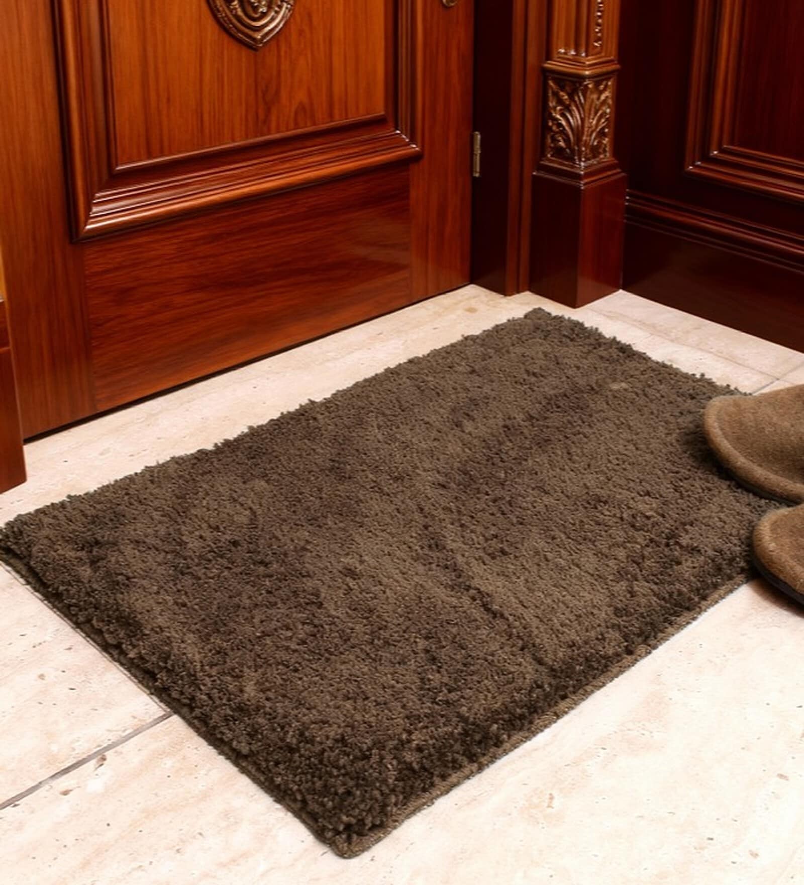Brown Microfiber 24x16 Inches Anti-Skid Door Mat
