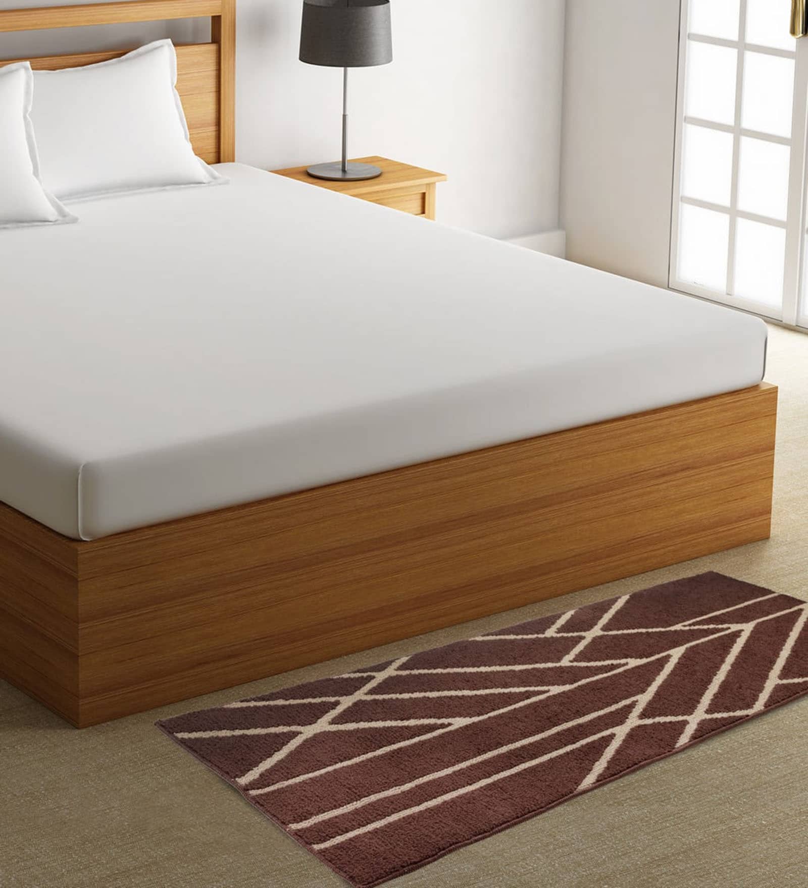 Brown Microfiber 55 x 22 Inches Machine Made Floor Runner