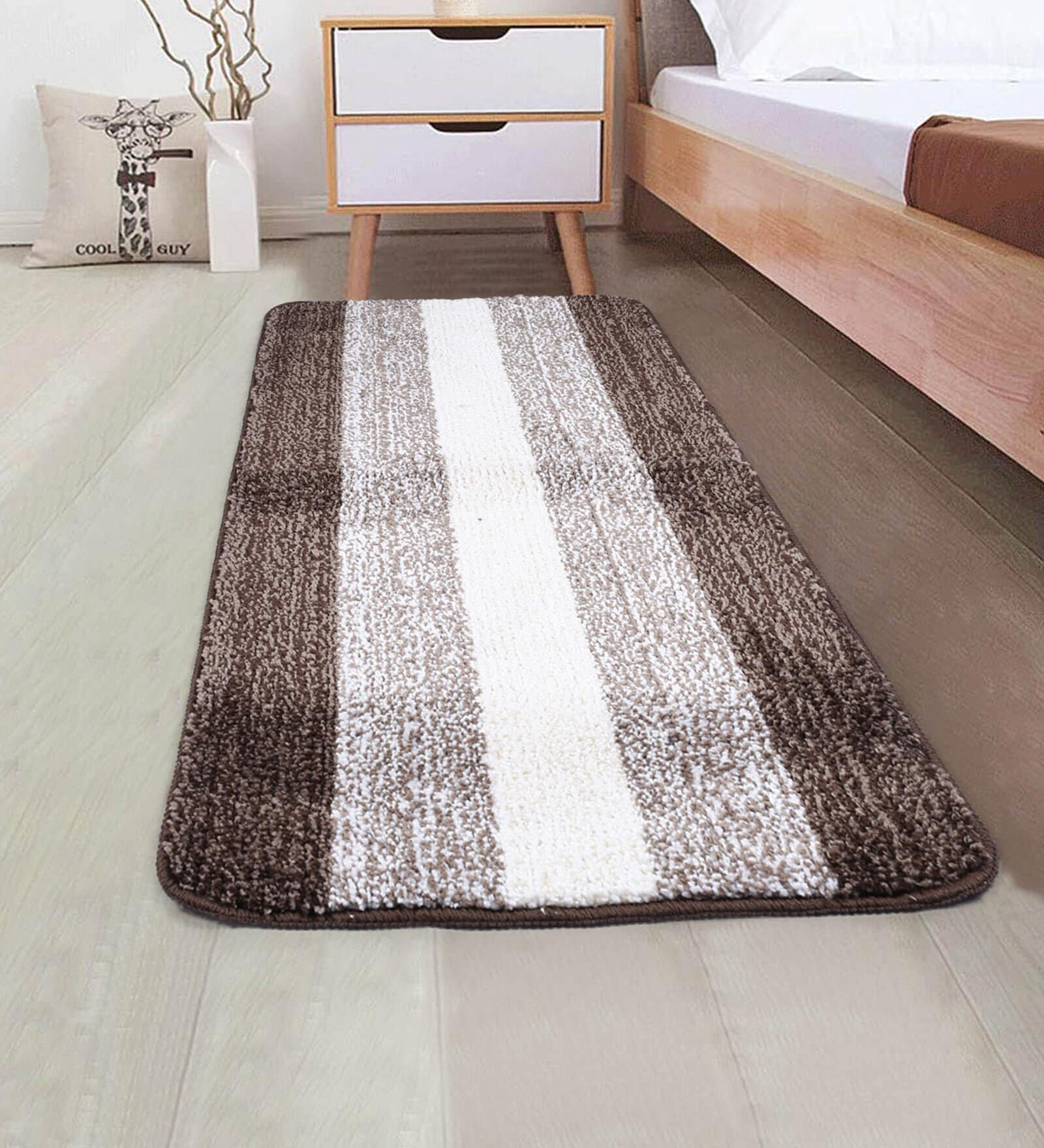 Brown Microfibre 39 x 20 Inches Machine Made Floor Runner
