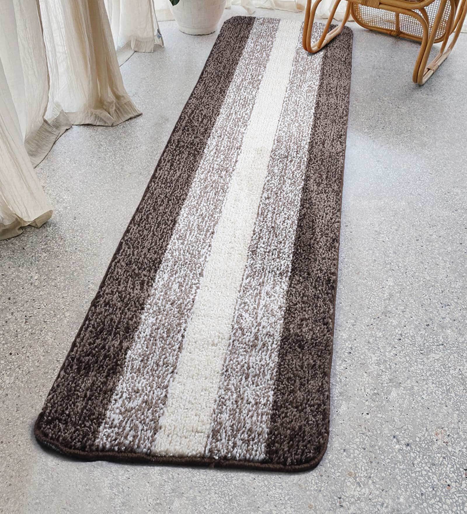 Brown Microfibre 71 x 20 Inches Machine Made Floor Runner