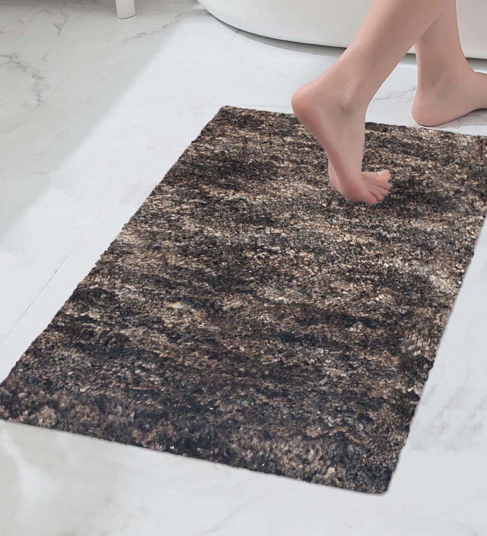 Brown Microfibre 23 x 56 Inches Machine Made Floor Runner