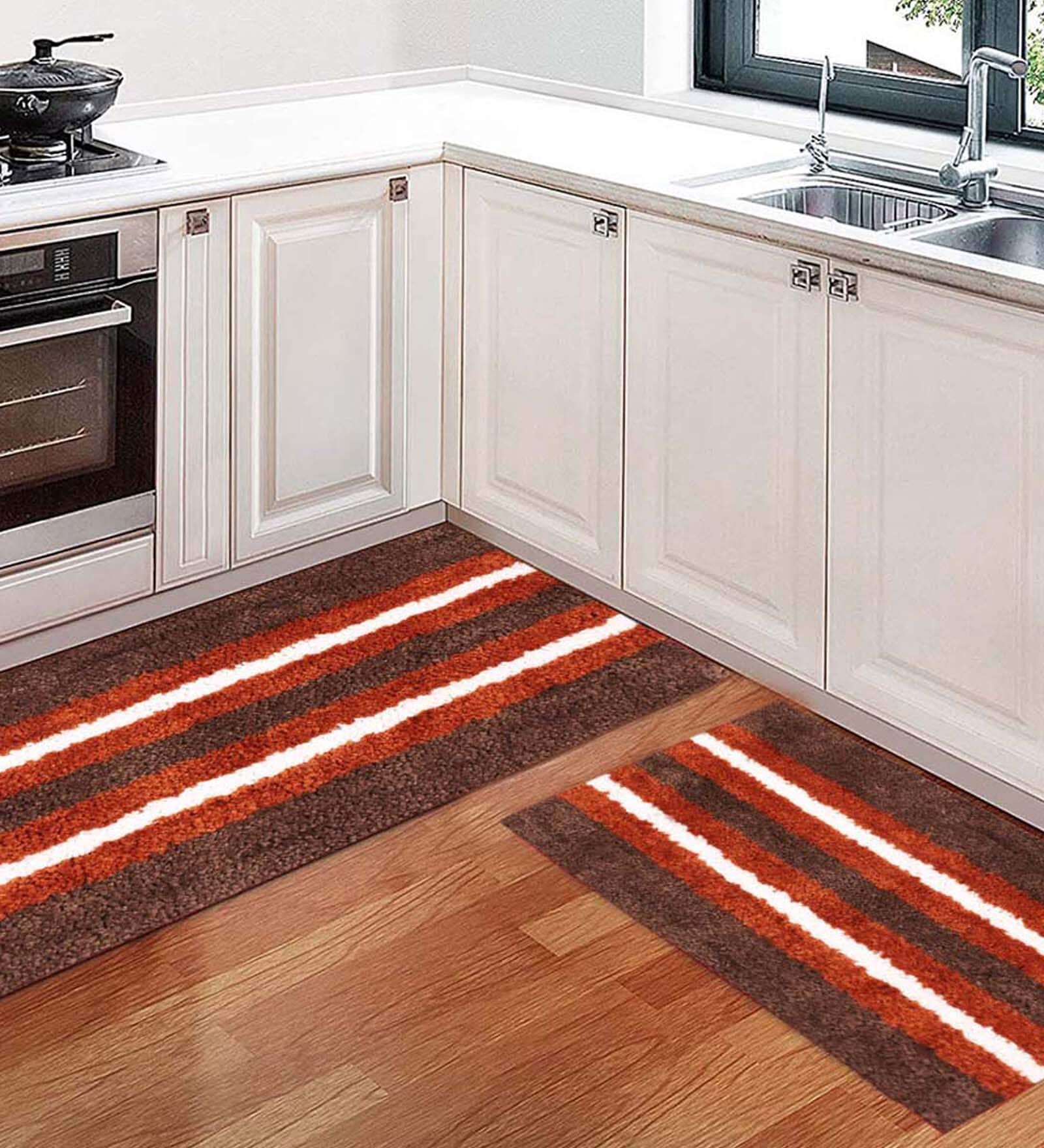 Brown Microfibre 23 x 56 Inches Machine Made Floor Runner