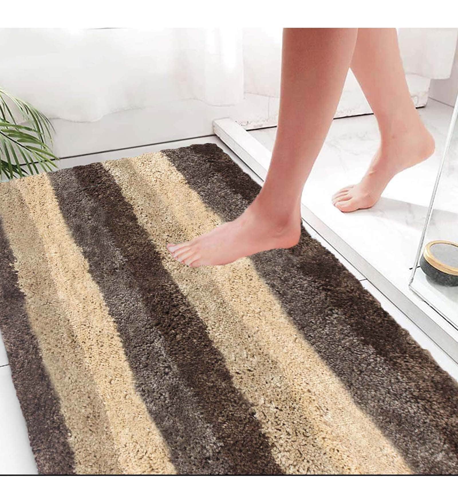 Brown Microfibre 24 x 60 Inches Machine Made Floor Runner