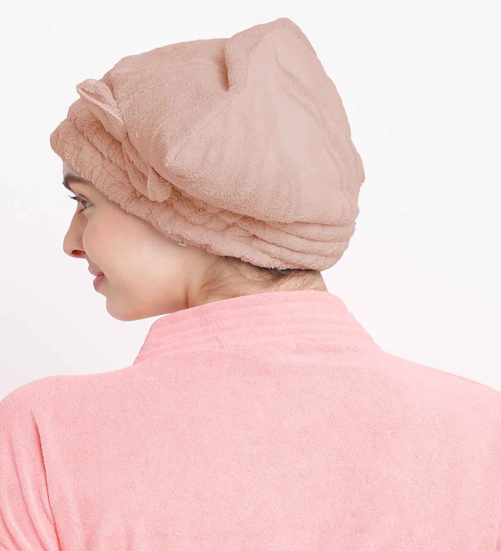 Brown Microfiber Solid 380 GSM Hair Cap Towel (1 Pc)
