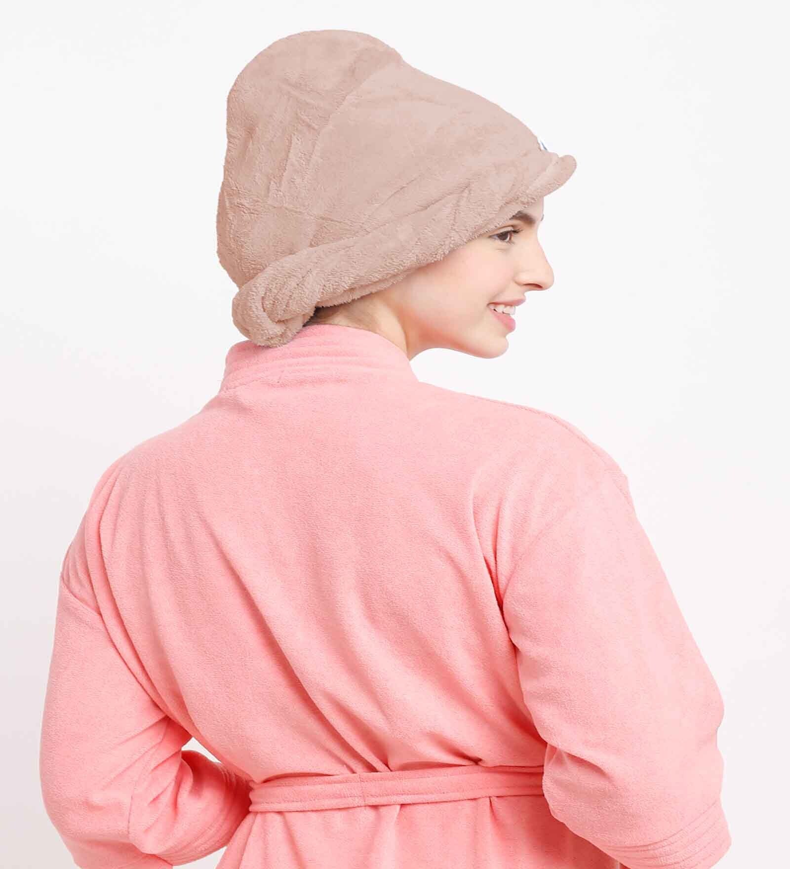 Brown Microfiber Solid 380 GSM Hair Wrap Towel (1 Pc)