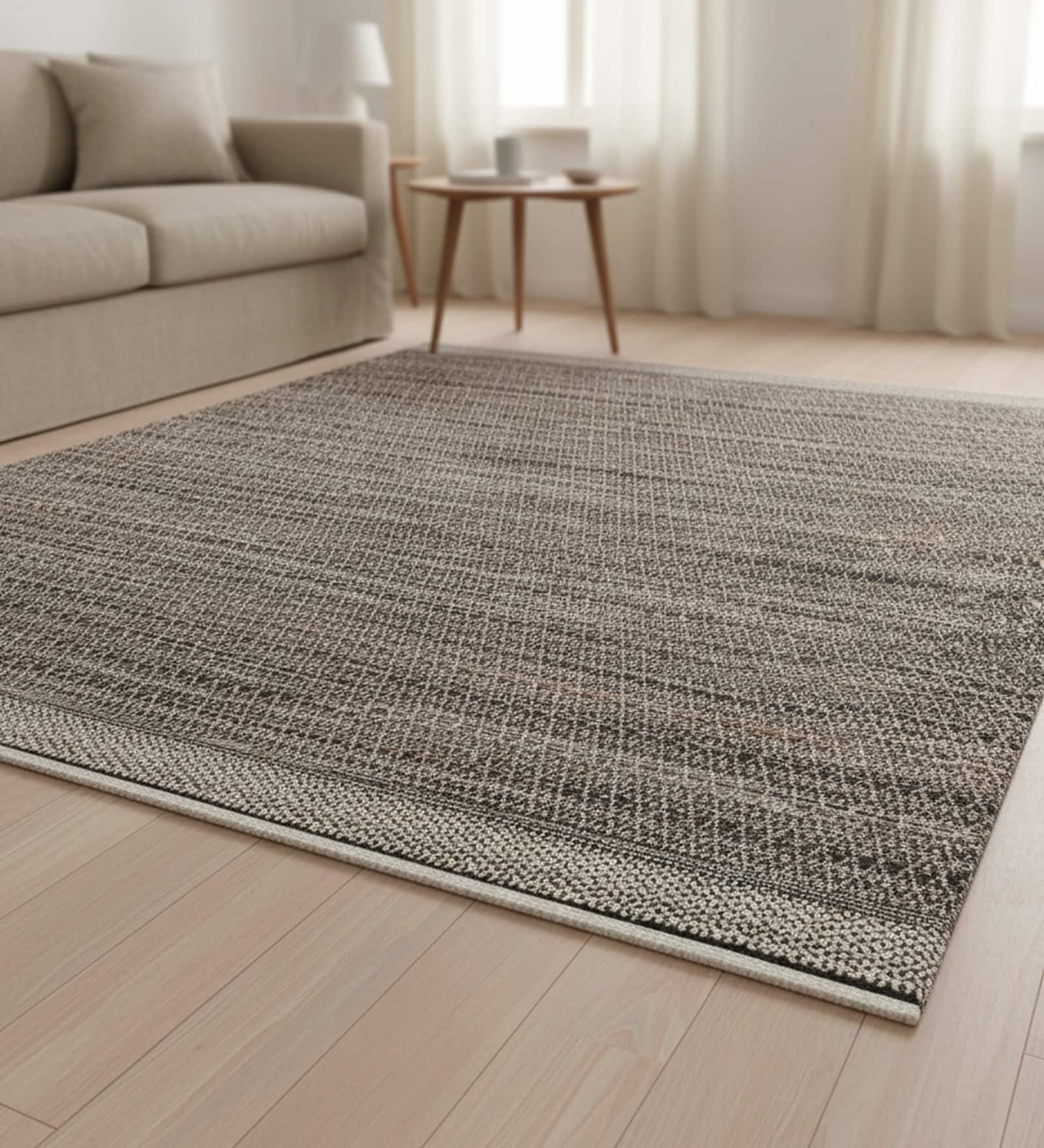 Brown Modern Wool & Viscose 2x3 Feet Handmade  Dhurrie