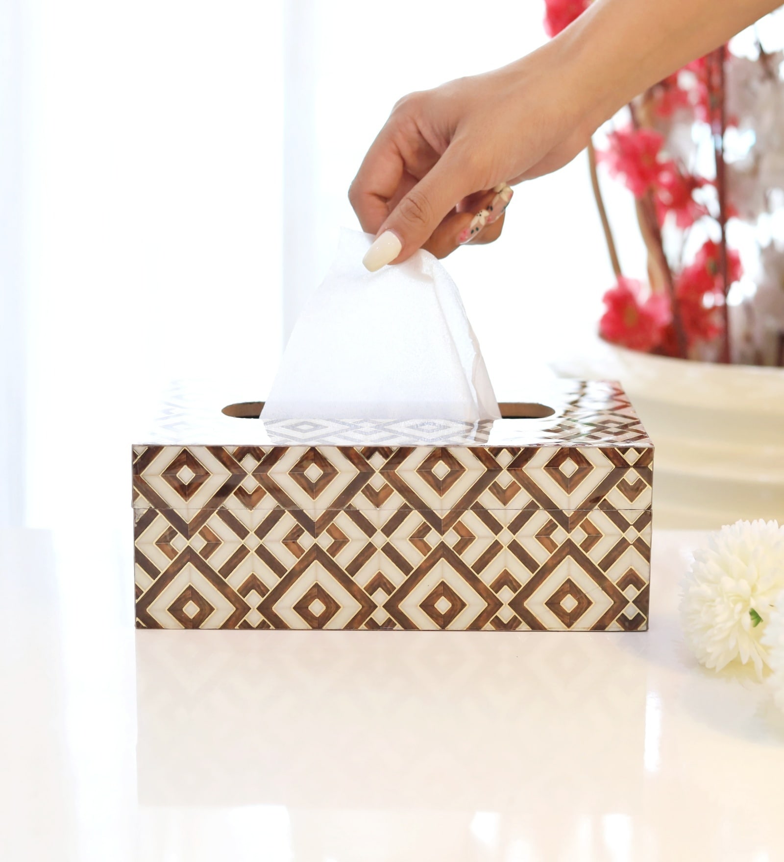 Brown N Gold Printed Resin Tissue Box