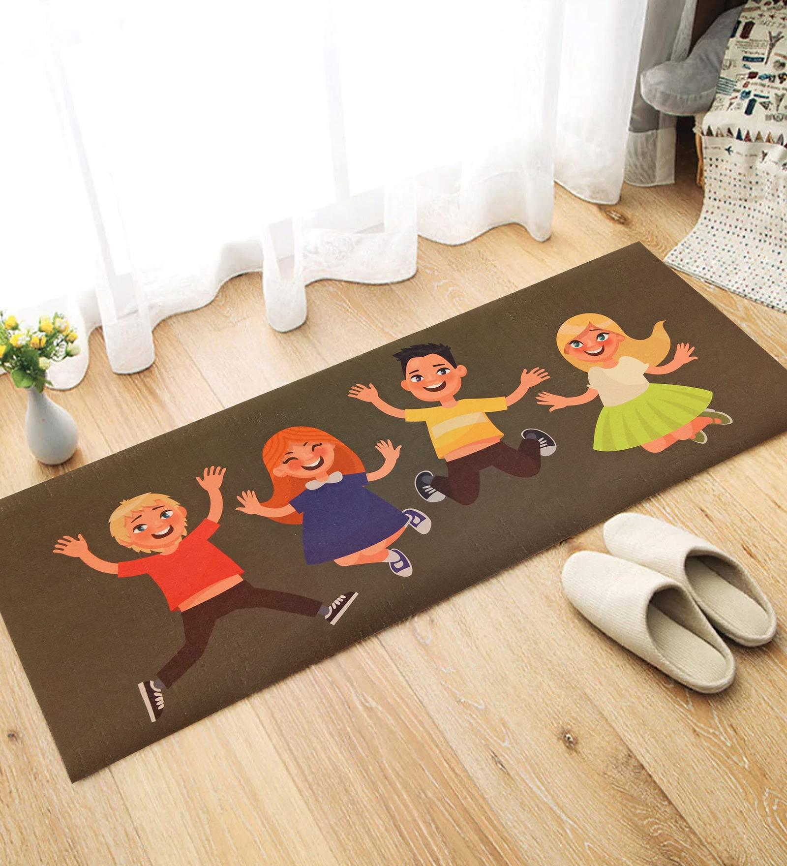 Brown Character Nylon 2 ft x 4 ft Kids Floor Runner
