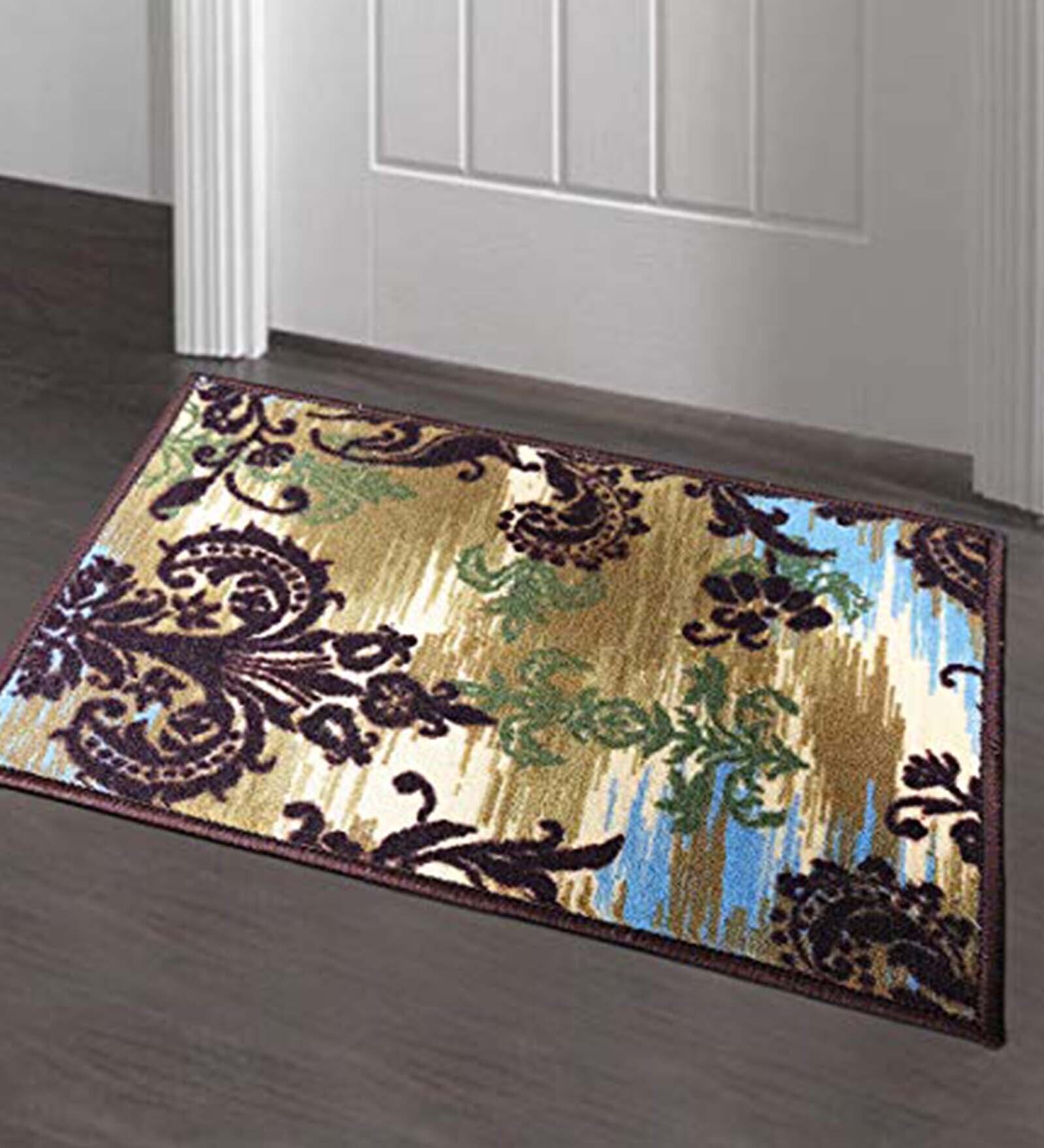 Brown Traditional Polyester 15 x 23 Inches Hand Woven Door Mat