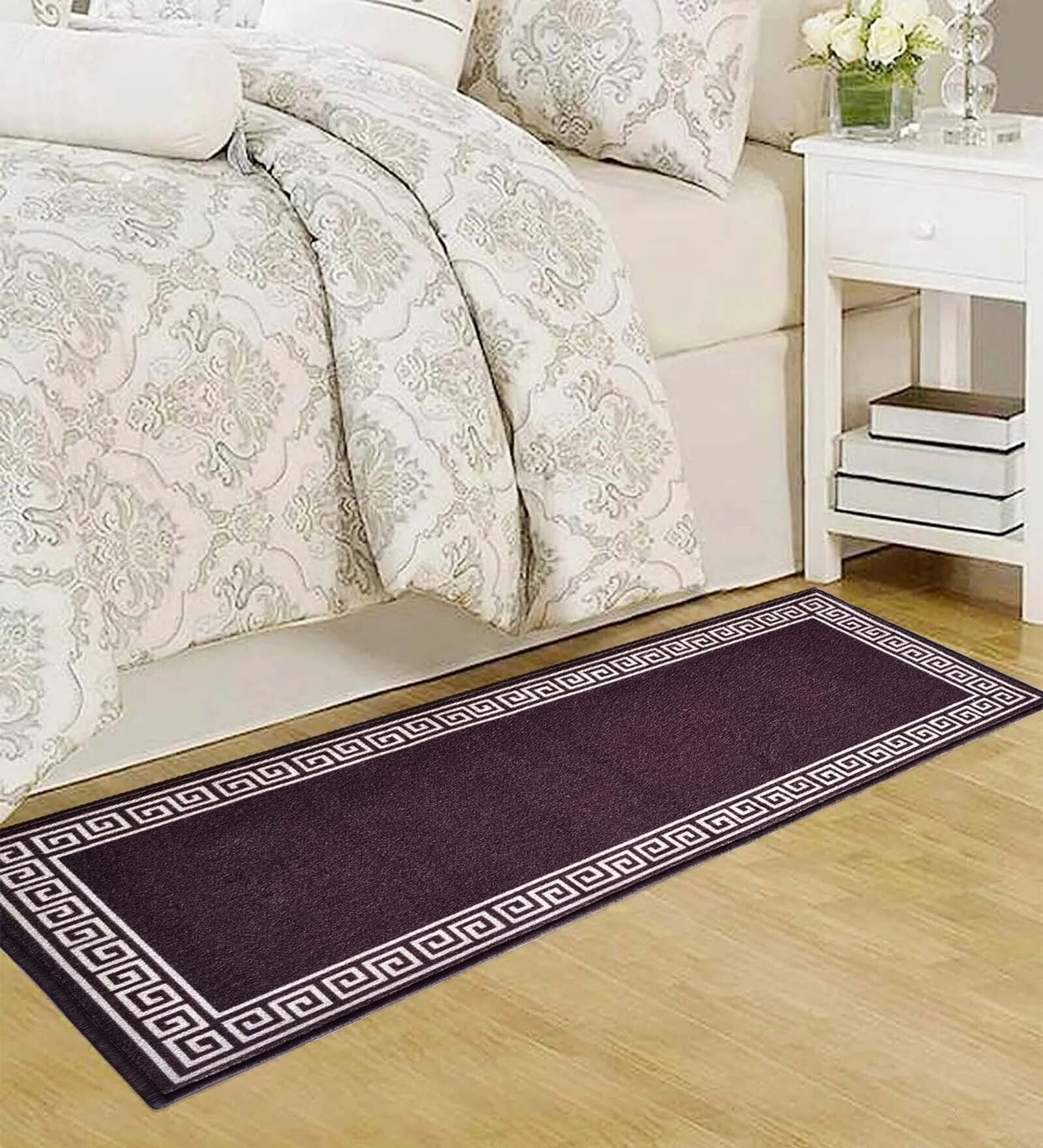 Brown Nylon Geometric Pattern 47.2 x 19.6 Inches Runner