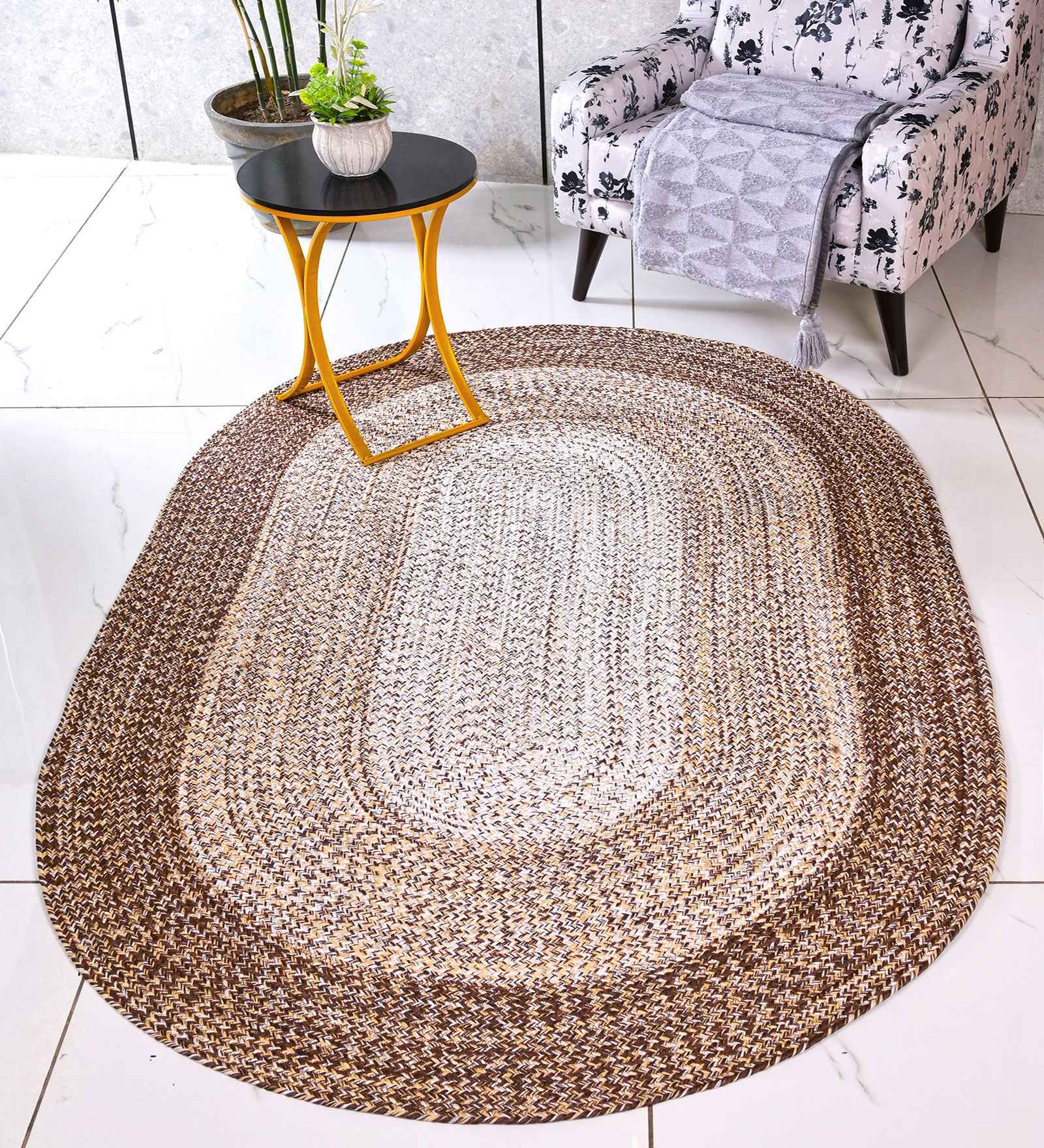 Brown Oic Robust Oval Braided Heavy 4X6 Ft Carpet