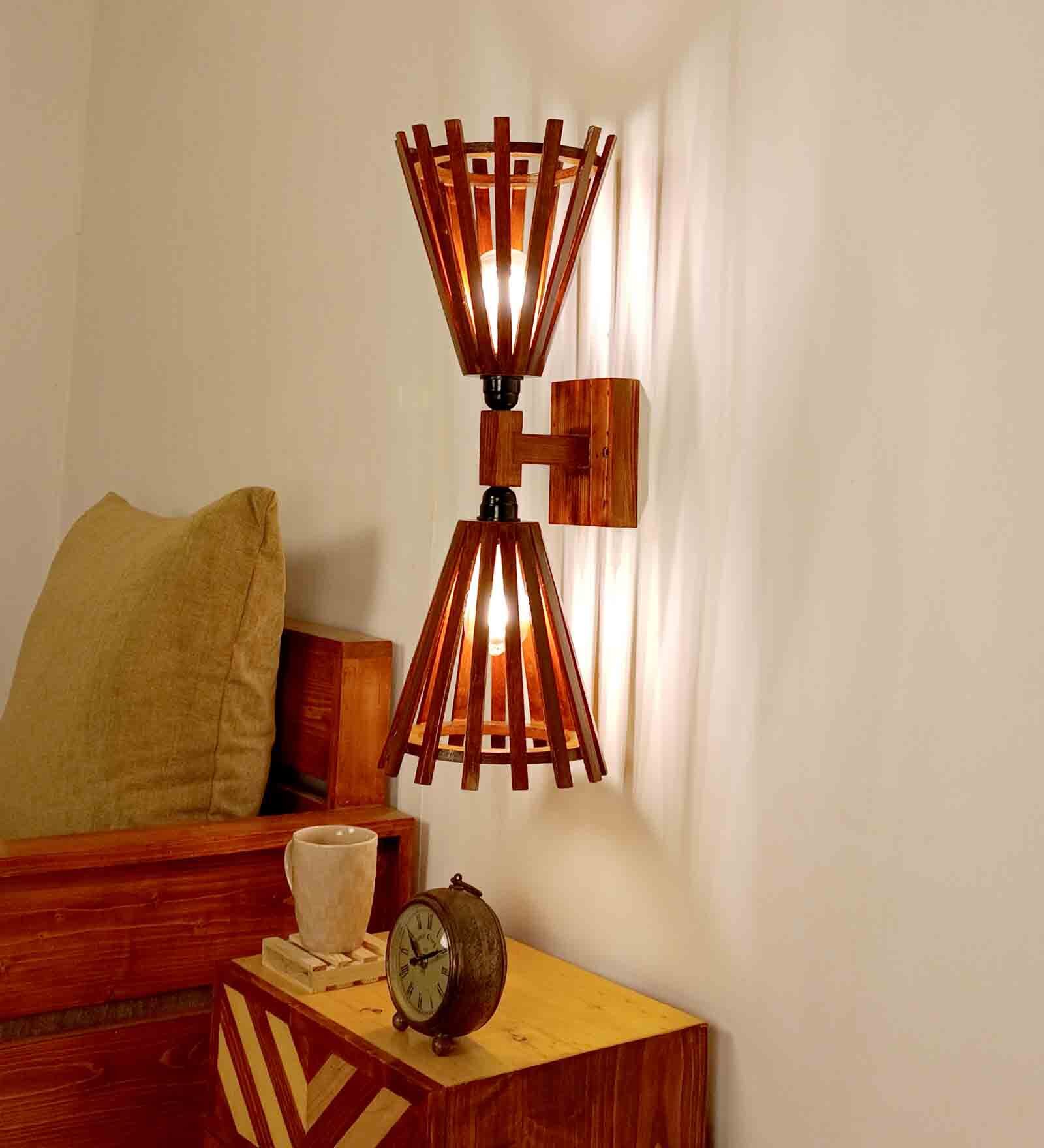 Funnel Wooden Novelty Wall Light (Natural Wood)