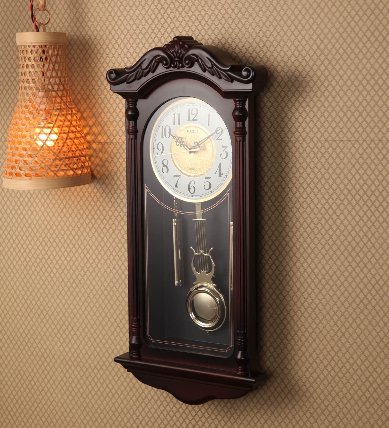 Brown Plastic Analog Pendulum Wall Clock