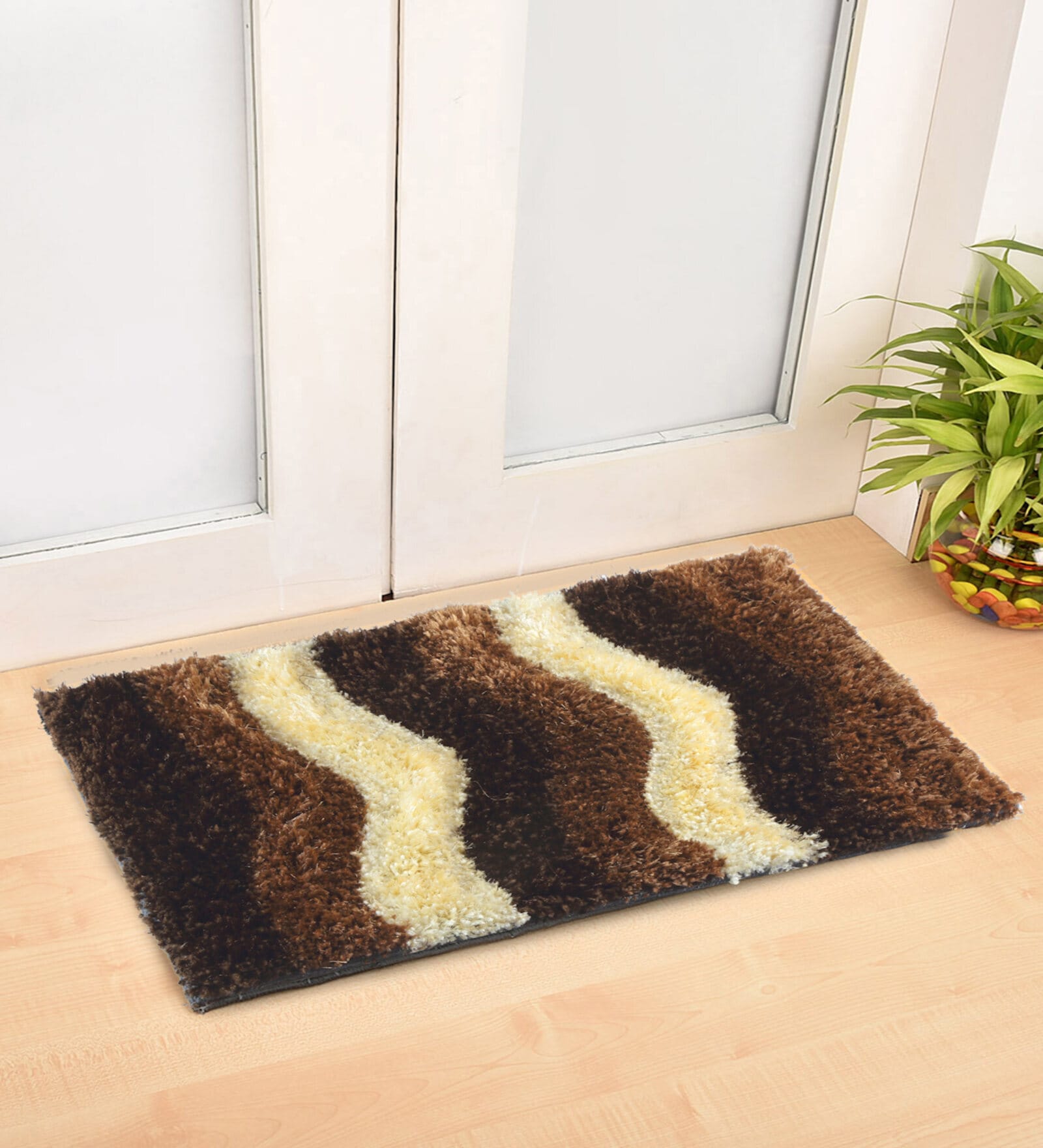 Buy Brown Abstract Polyester 24 x 16 Inches Anti Skid Door Mat at 70% ...