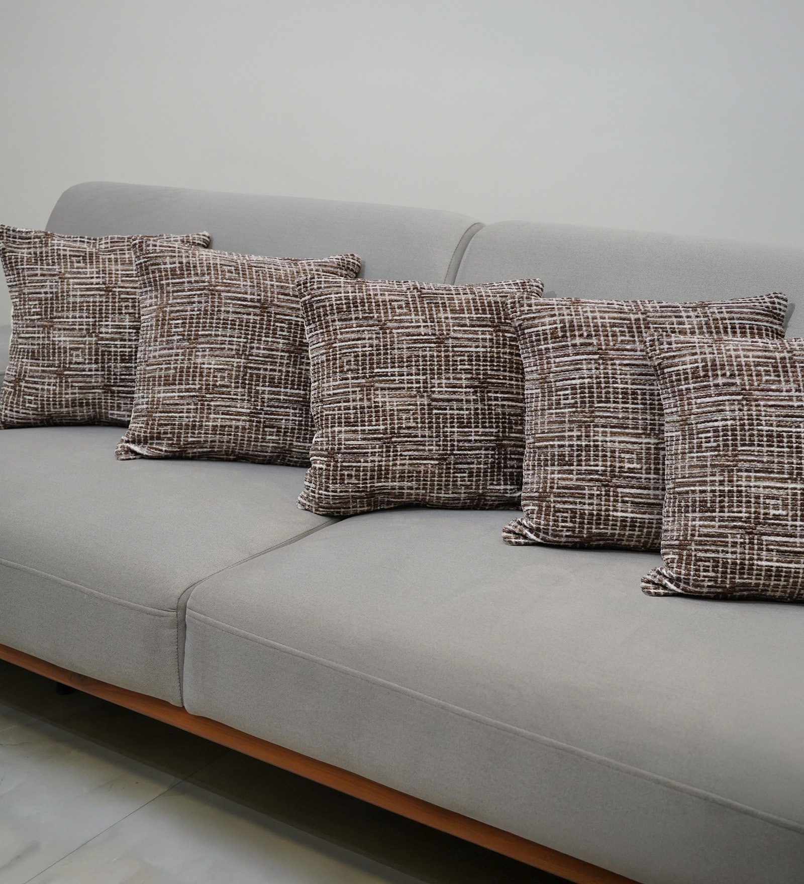 Brown Polyester Geometric 16x16 inches Cushion Covers Set of 5