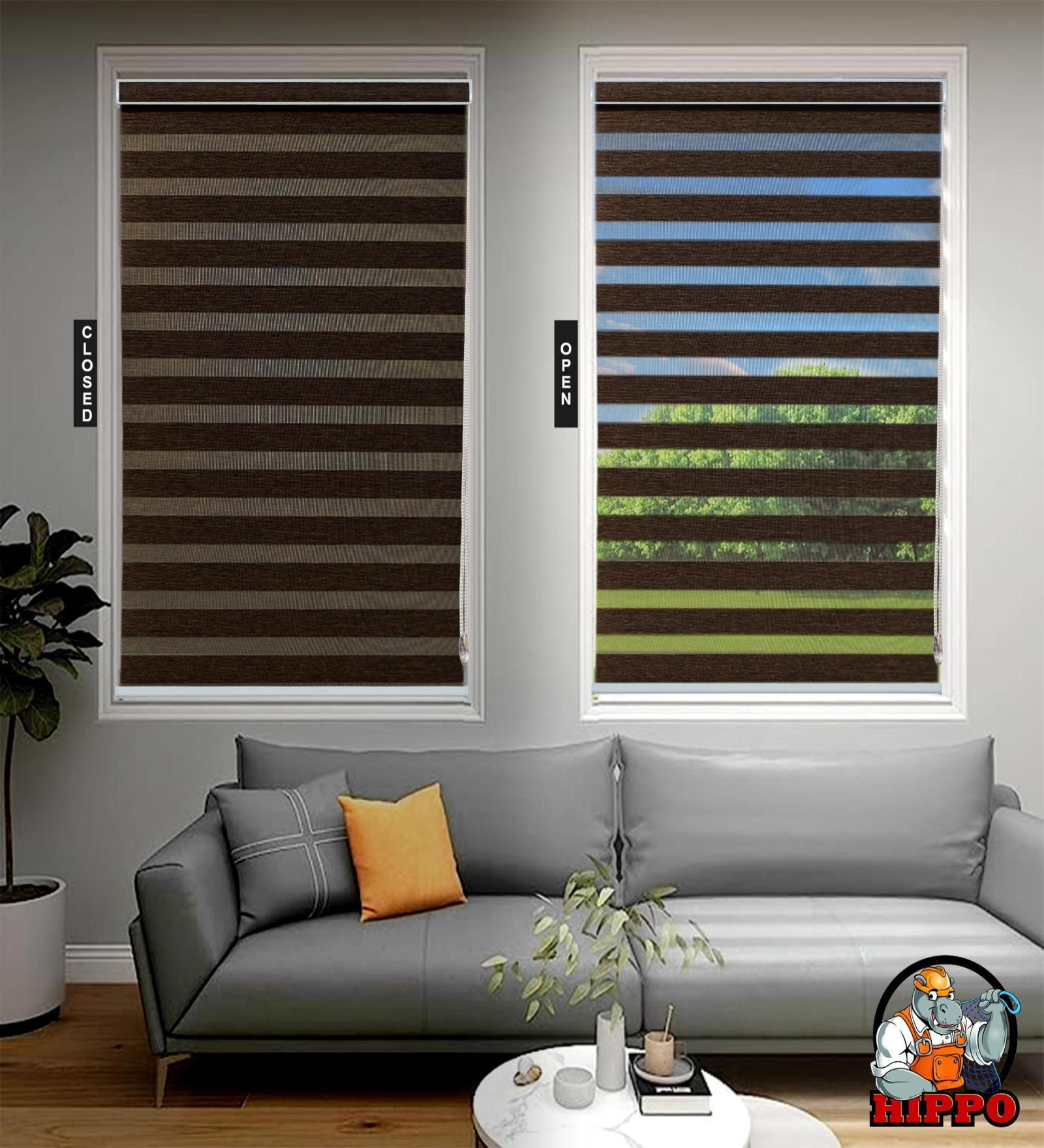 Brown Polyester Solid 108 X 48 inches Semisheer Zebra Blind