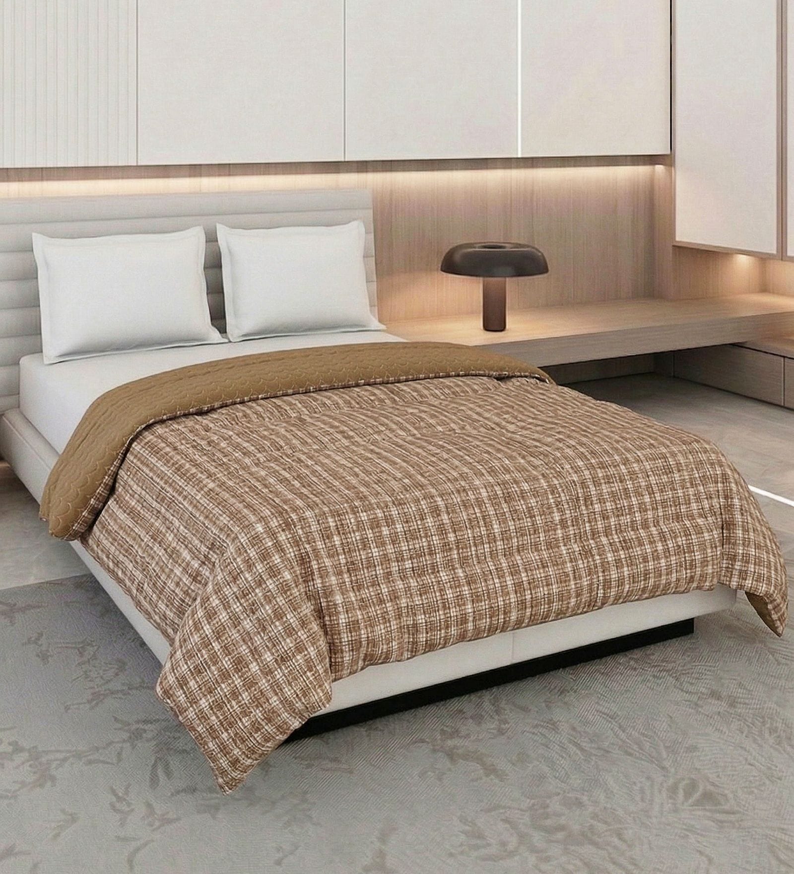 Brown Polyester Solid 200 GSM Double Bed Comforter