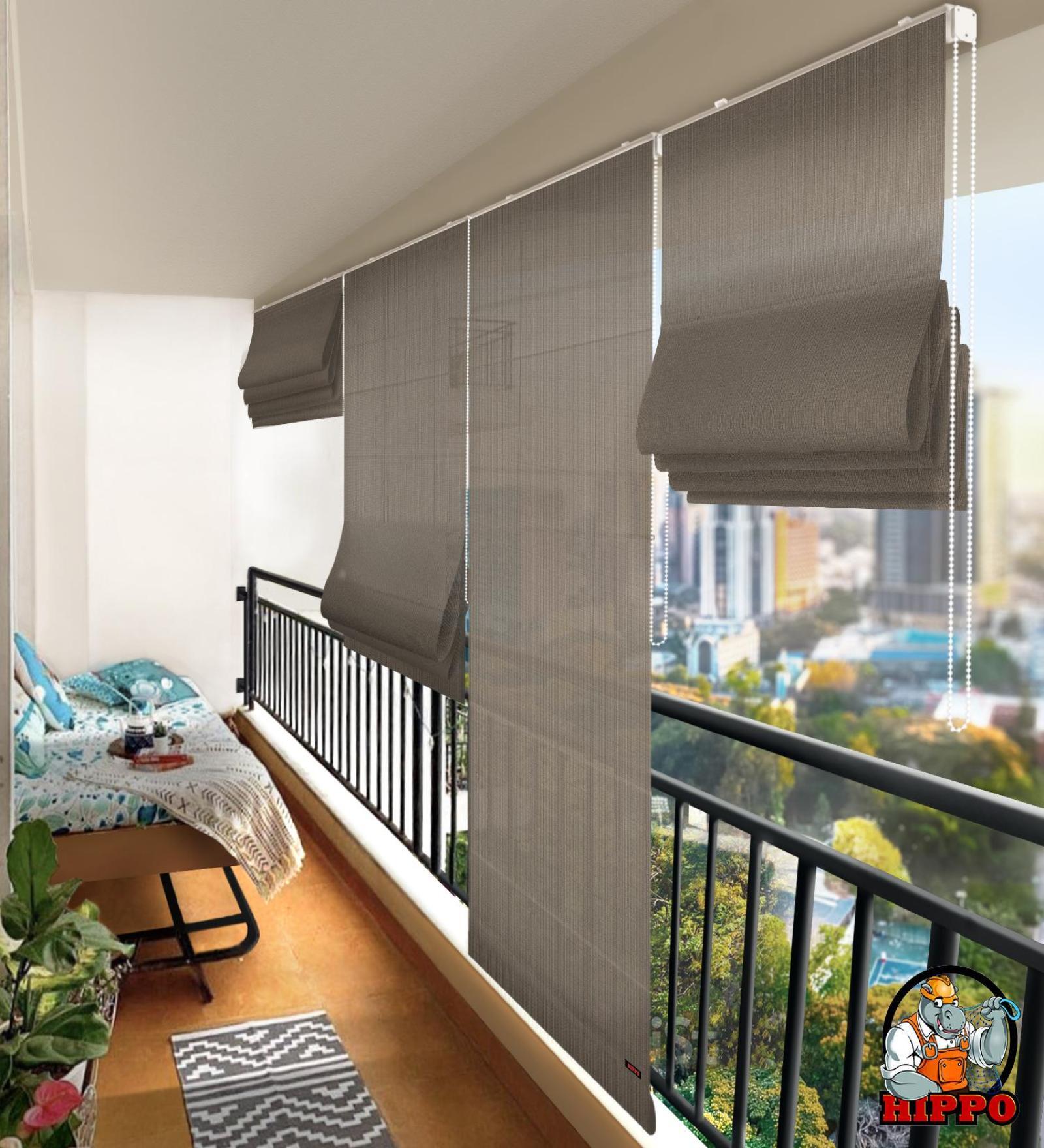 Brown Polyethylene Solid 108 X 36 inches Semisheer Roman Blind