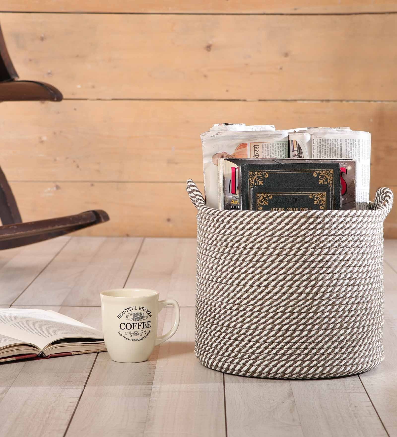 Brown Polypropylene 52 Ltr (1Pc) Storage Basket