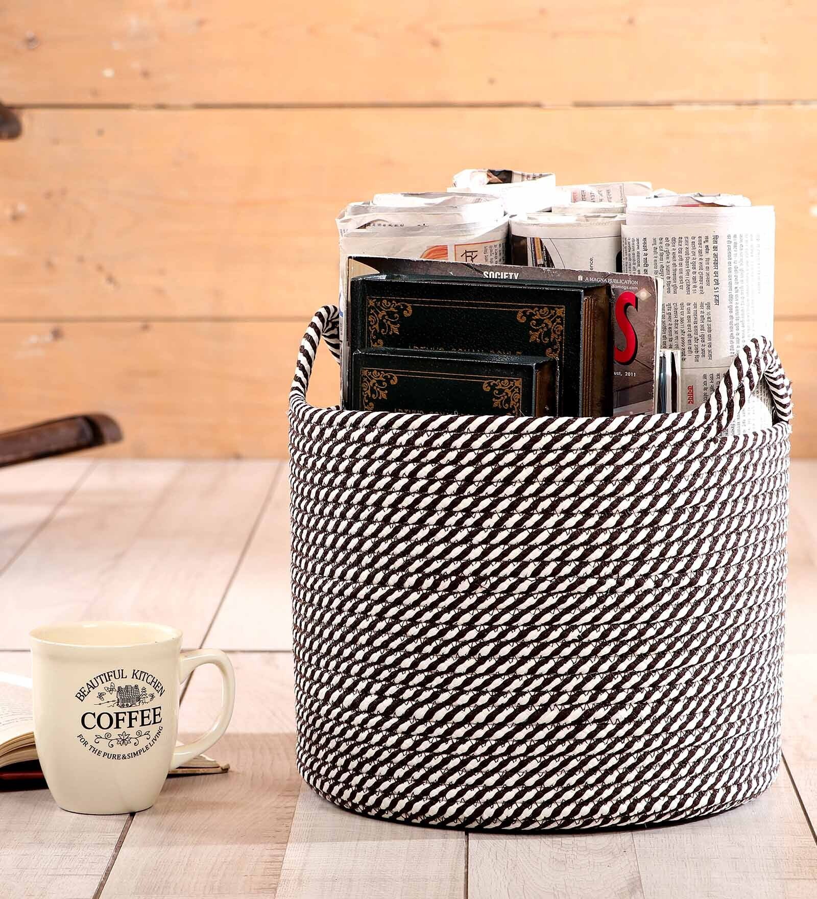 Brown Polypropylene 52 Ltr (1Pc) Storage Basket