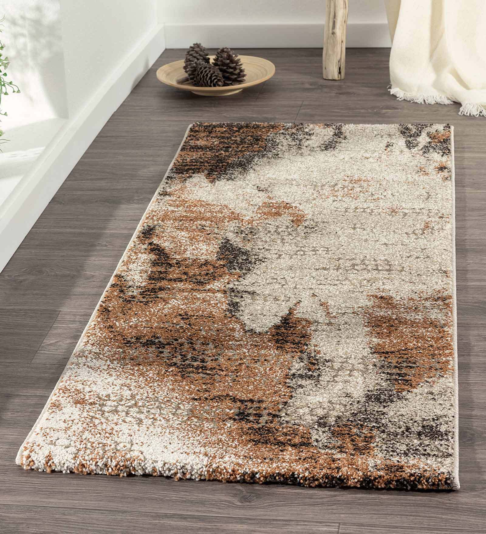 Brown Polypropylene 59 x 23 Inches Machine Made Floor Runner