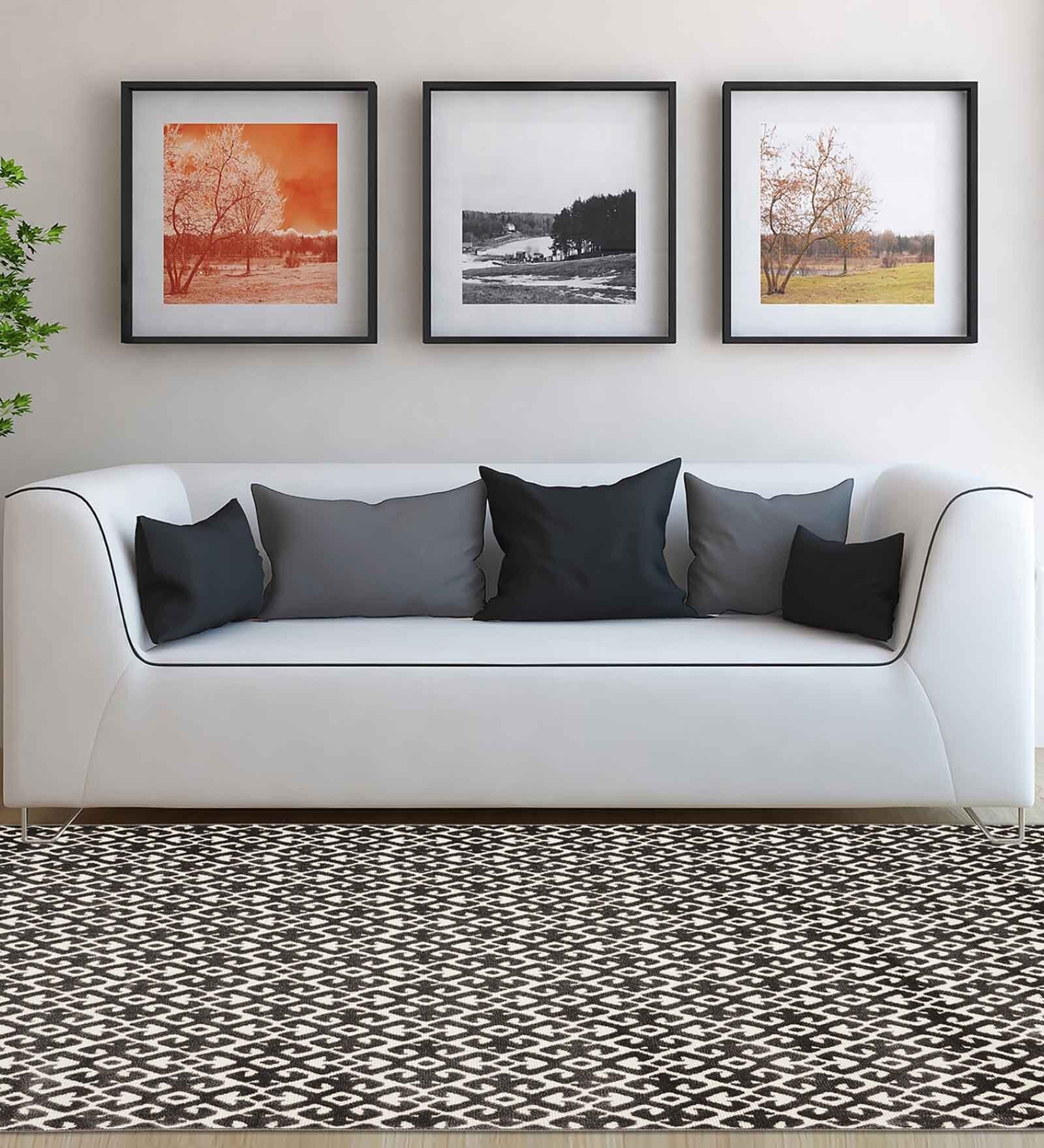 Brown Geometric Polypropylene 4 ft x 6 ft Machine Made Carpet