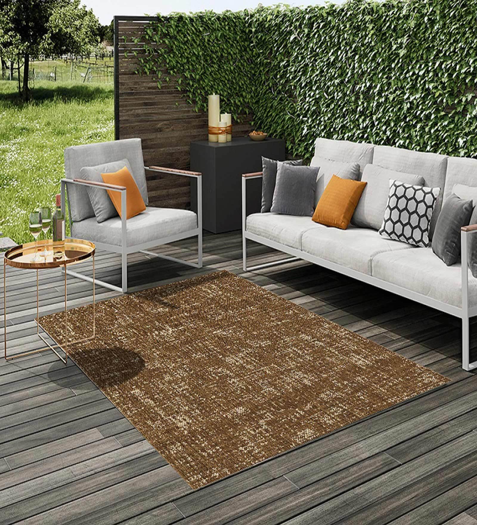 Buy Brown Solid Polypropylene 3 ft x 5 ft Machine Made Carpet by Ddecor ...