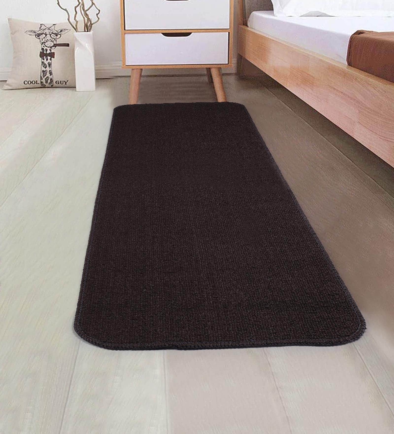 Brown Polypropylene Solid 6 X 2 Feet Bedside Runner