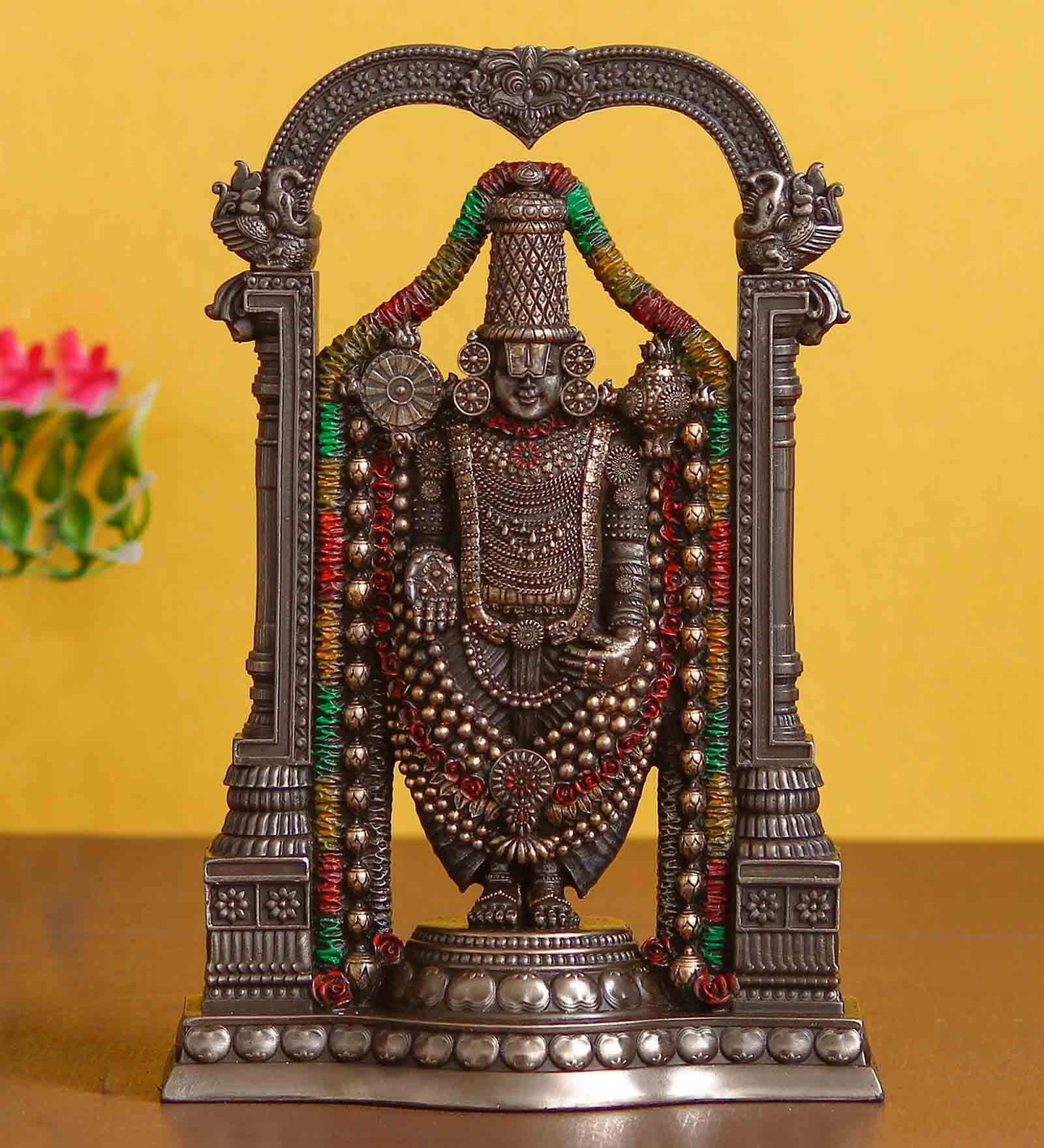 Brown Polyresin and Bronze Tirupati Balaji Idol