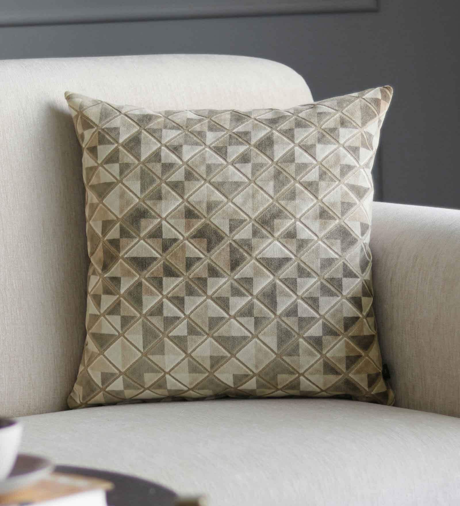 Brown Polyviscose Geometric 16x16 inches Cushion Cover