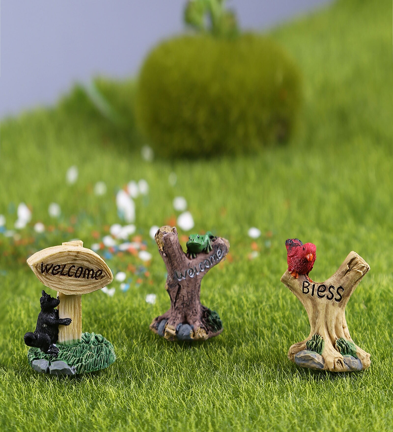 Brown Resin Trio Welcoming Trees Garden Figurines, Set of 3