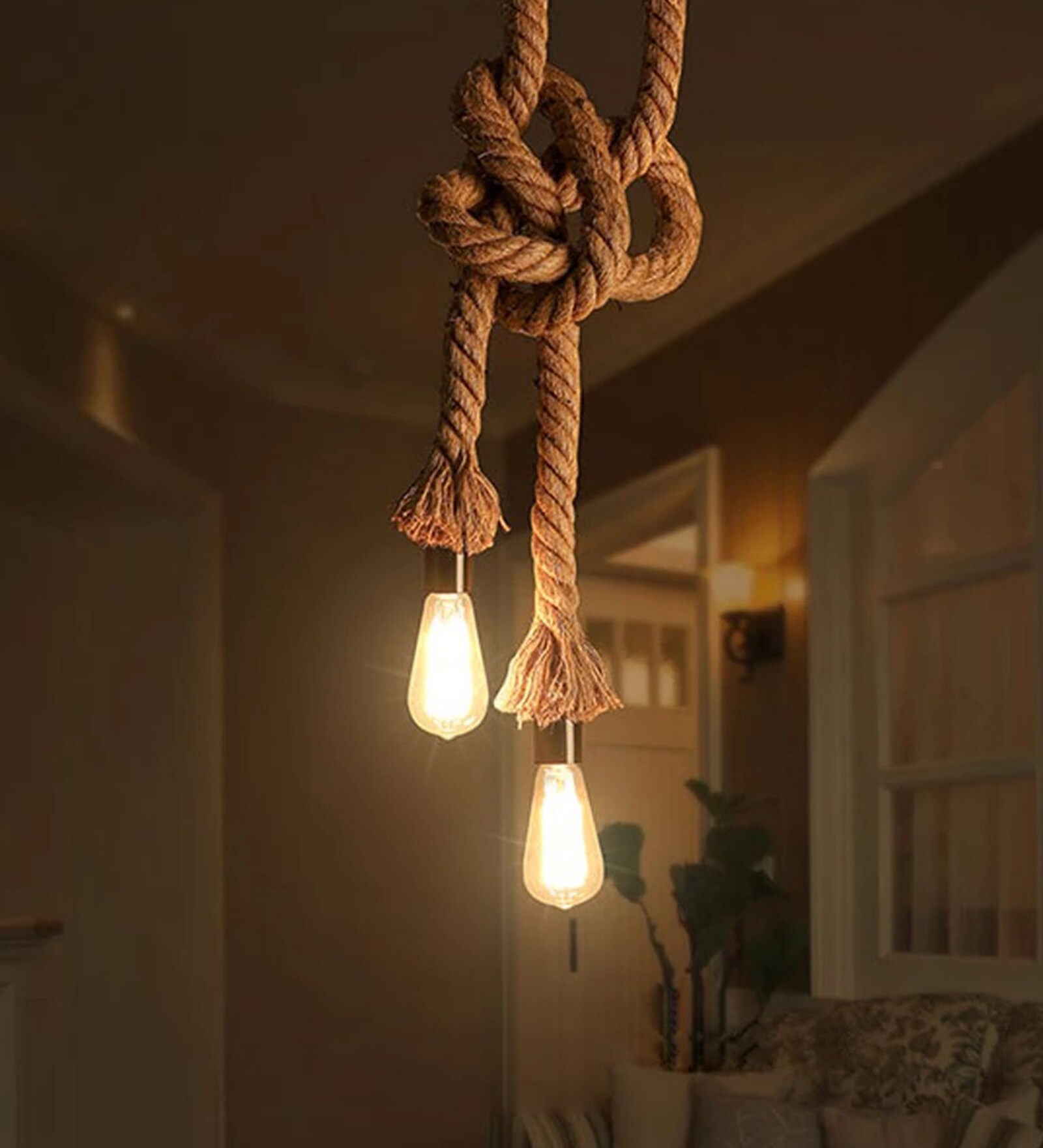 Hangling Rope Lights Buy Retro Brown Rope Single Hanging Light by Smartway Lighting at 13% ...