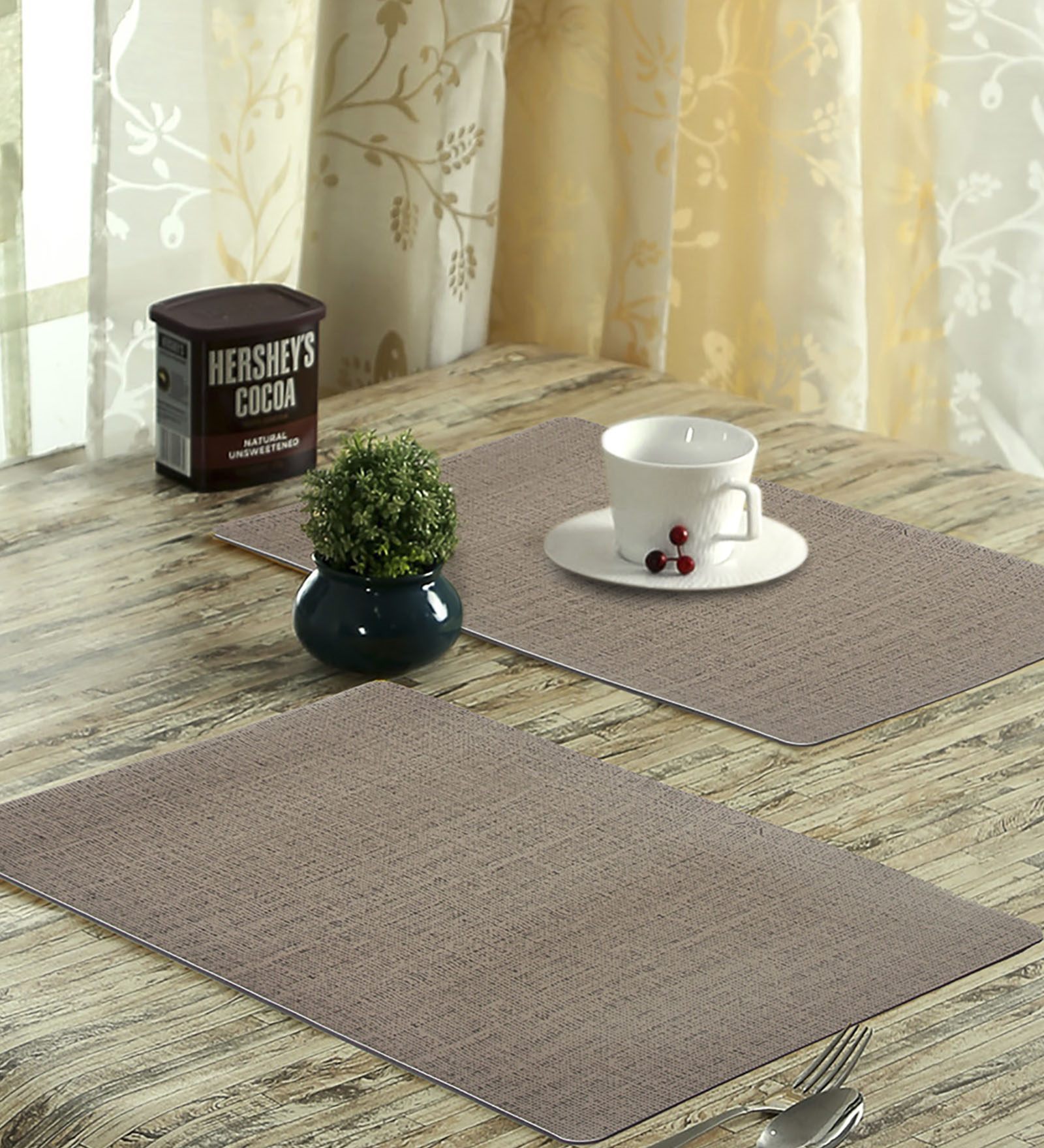 Buy Brown Rubber Geometric Placemats Set of 6 by Obsessions Online