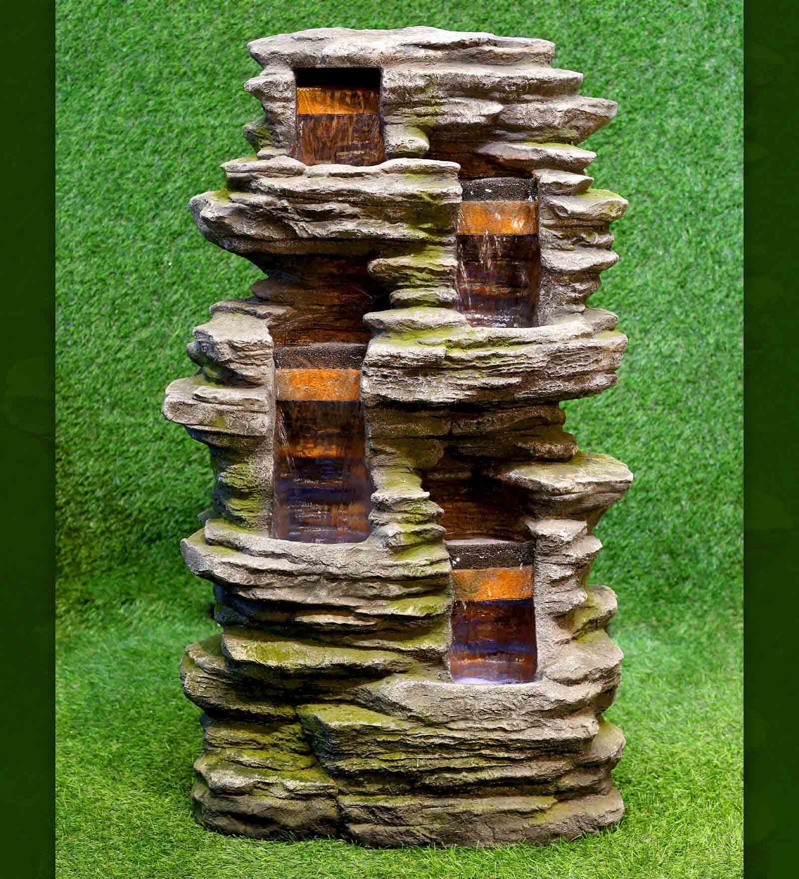 Brown 4 Layered Sand Stone Indoor Water Fountain