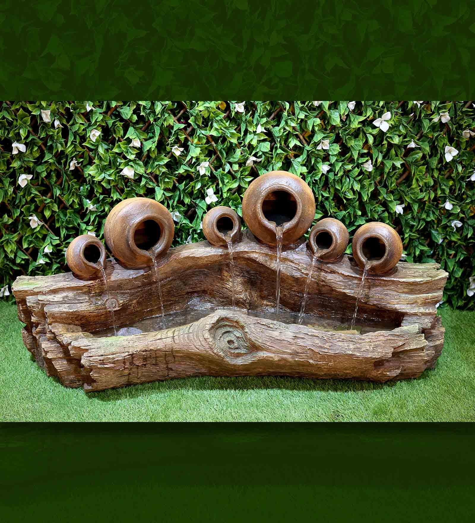 6 Pots Brown Sand Stone Indoor Water Fountain