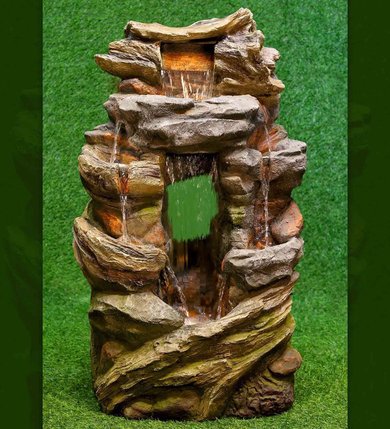 Multi Layered Brown Sand Stone Indoor Water Fountain