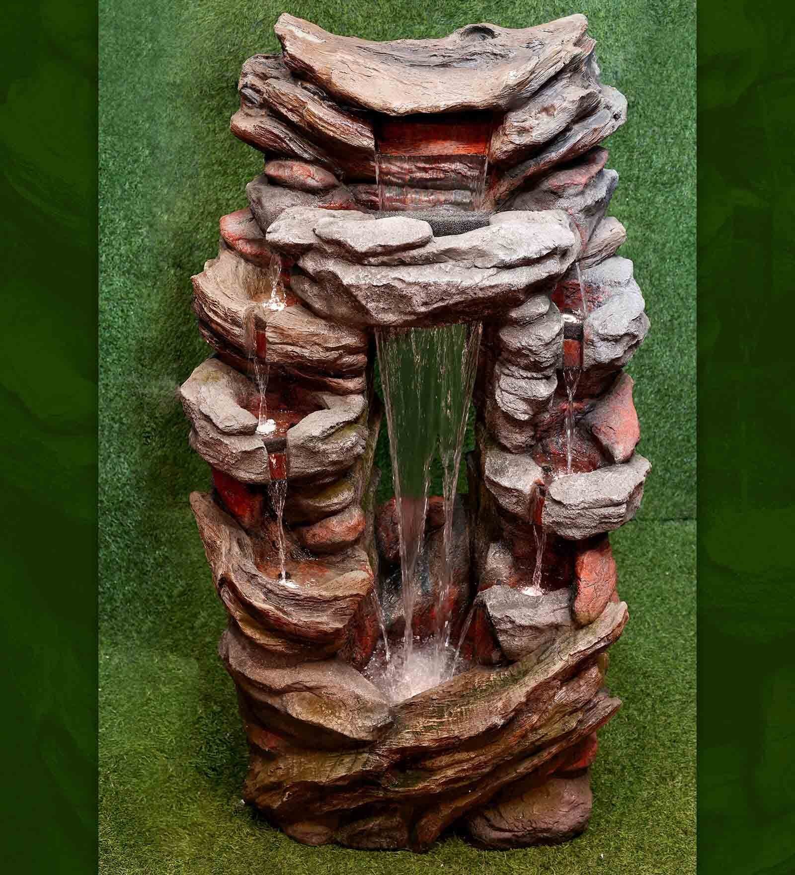 Threeway Waterfall Brown Sand Stone Indoor Water Fountain